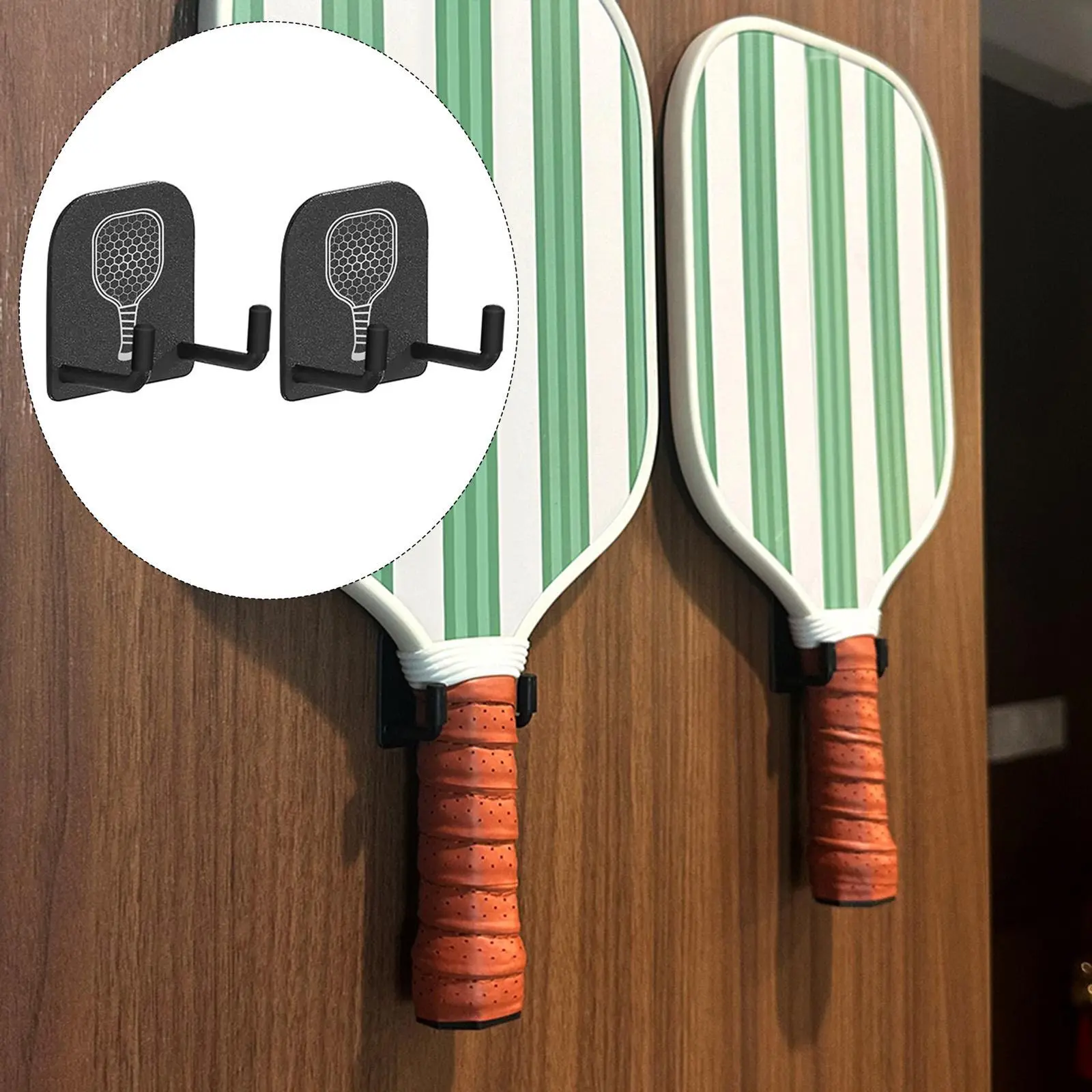 2Pcs Pickleball Paddle Rack Holds Clip Stainless Steel Pickleball Fence Hooks for Bags Workouts Bedroom Sport Court Cabinet