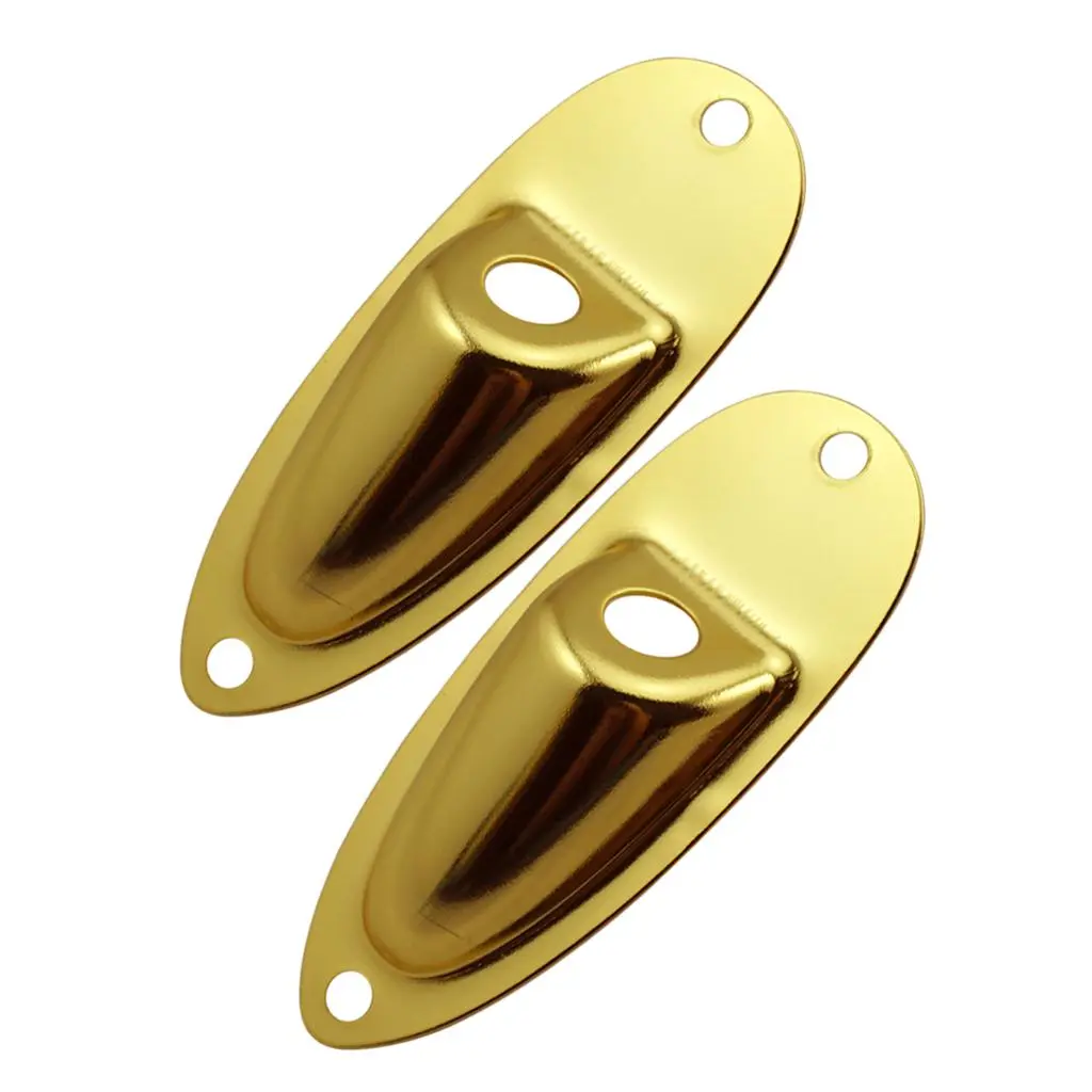 Tooyful 2Pc Boat Style Electric Bass Guitar Metal Output Jack Socket Plates with 4 Screws for ST SQ Electric Guitars