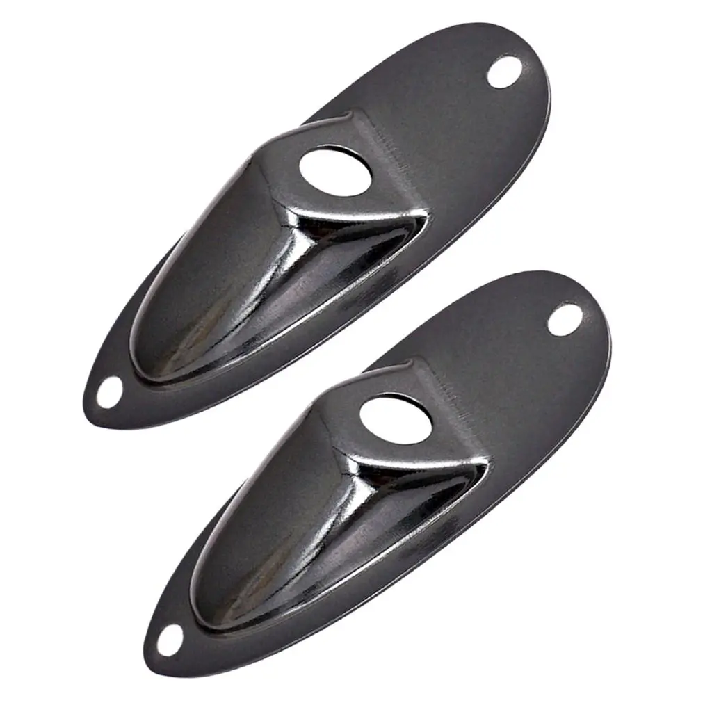 Tooyful 2Pc Boat Style Electric Bass Guitar Metal Output Jack Socket Plates with 4 Screws for ST SQ Electric Guitars