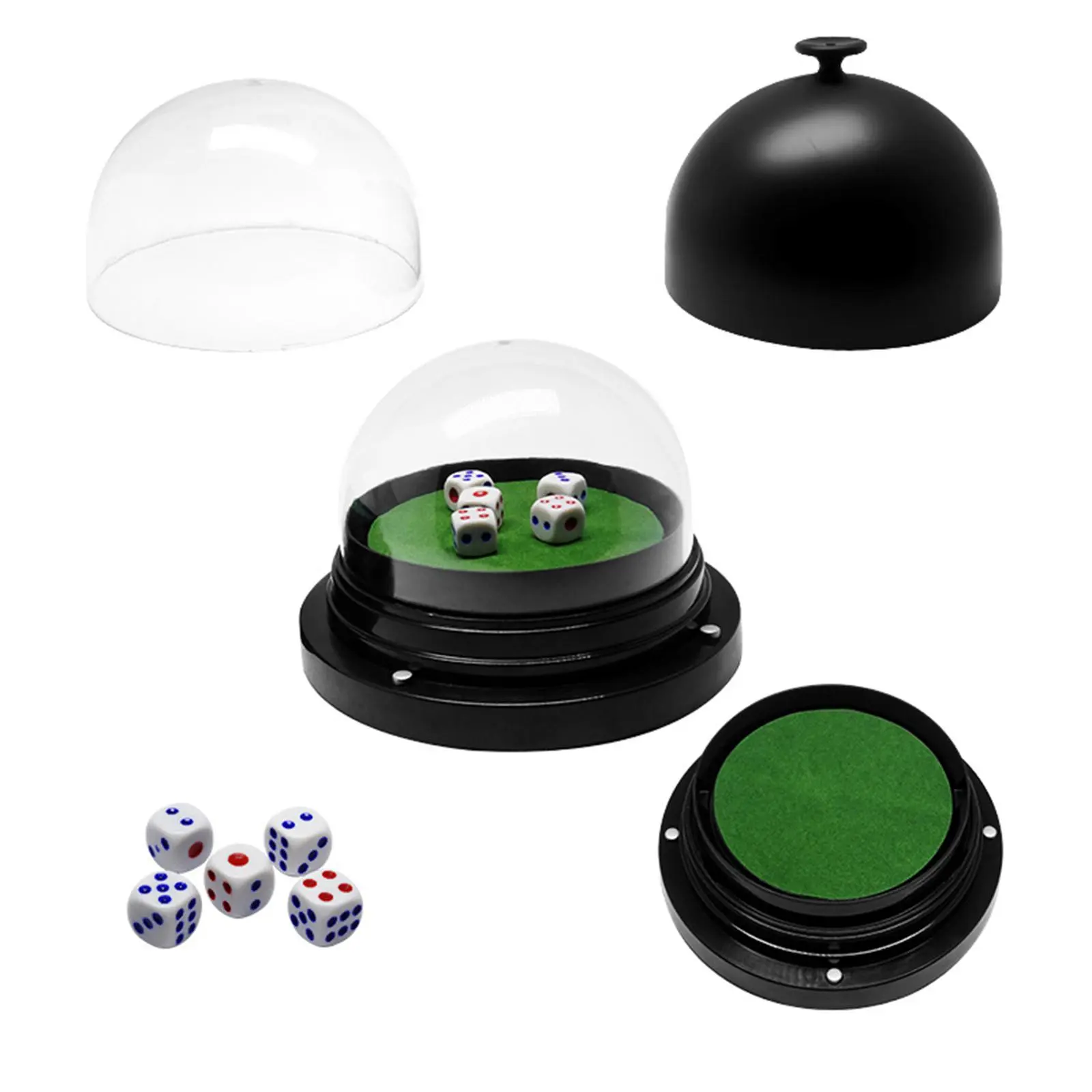 Dice Cup Quiet Shaker Storage Lid with 5 Dot Dices Automatic Shaker Bar Dice Game for Party Wedding Bar KTV