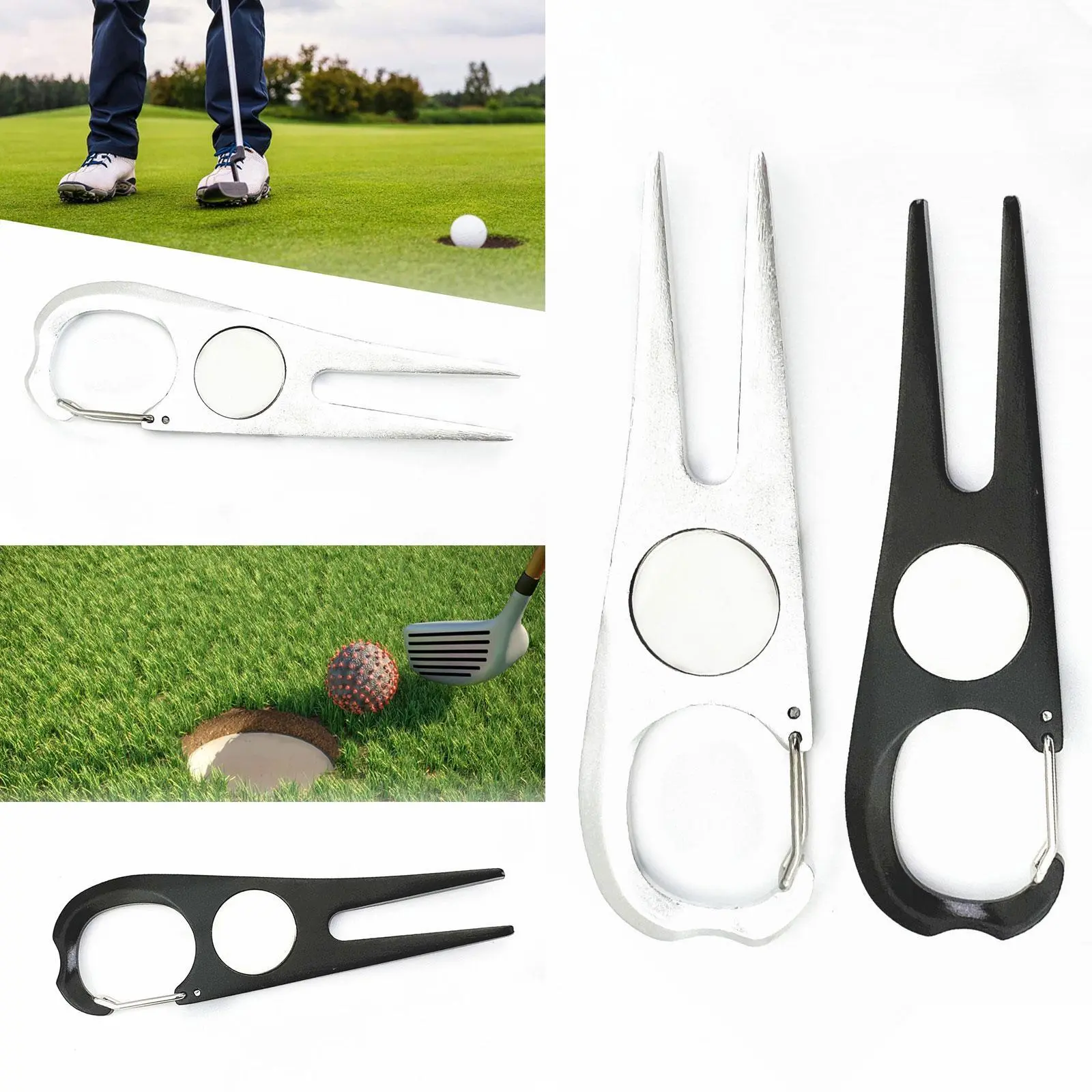 Golf Divot Tool Sturdy Stainless Steel Premium Putting Alignment Stadium Supplies Groove Cleaner Portable Pitch Mark Repair Fork
