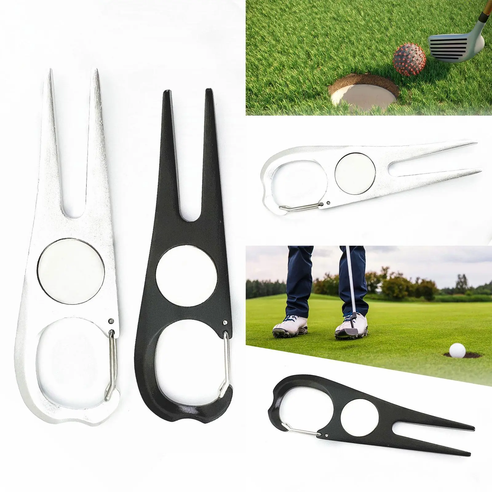Golf Divot Tool Sturdy Stainless Steel Premium Putting Alignment Stadium Supplies Groove Cleaner Portable Pitch Mark Repair Fork
