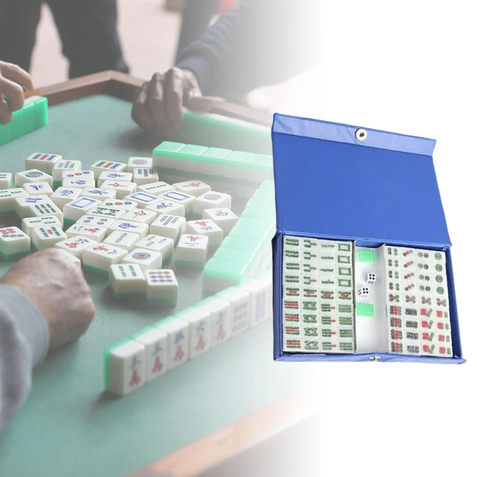 Portable Chinese Mini Mahjong Set Indoor Entertainment Accessories with Carrying Case Tiles Game Table Game for Party Home