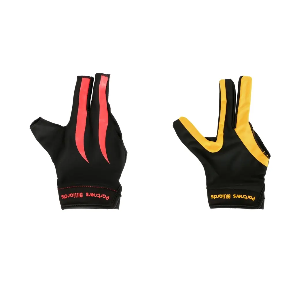 1Pcs Three Fingers Full-Finger Snooker High Quality Pool Cue Billiard Glove for Right Hand 21cm Yellow Black/Red Black