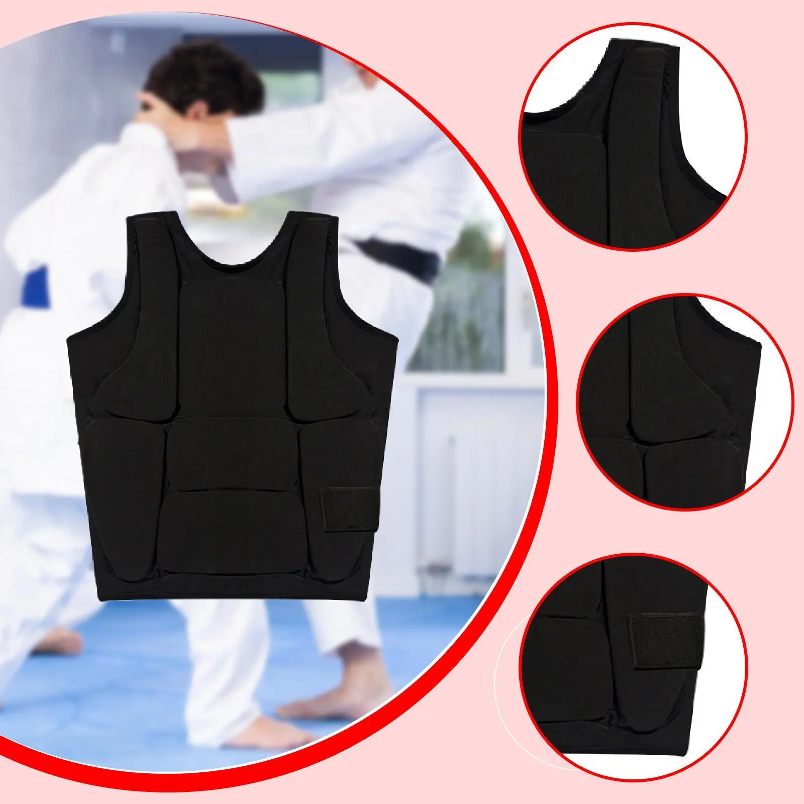 Karate Chest Guard Professional Breathable Wear Resistant Adjustable Rib for Boxing Sanda Kickboxing Sparring Mma