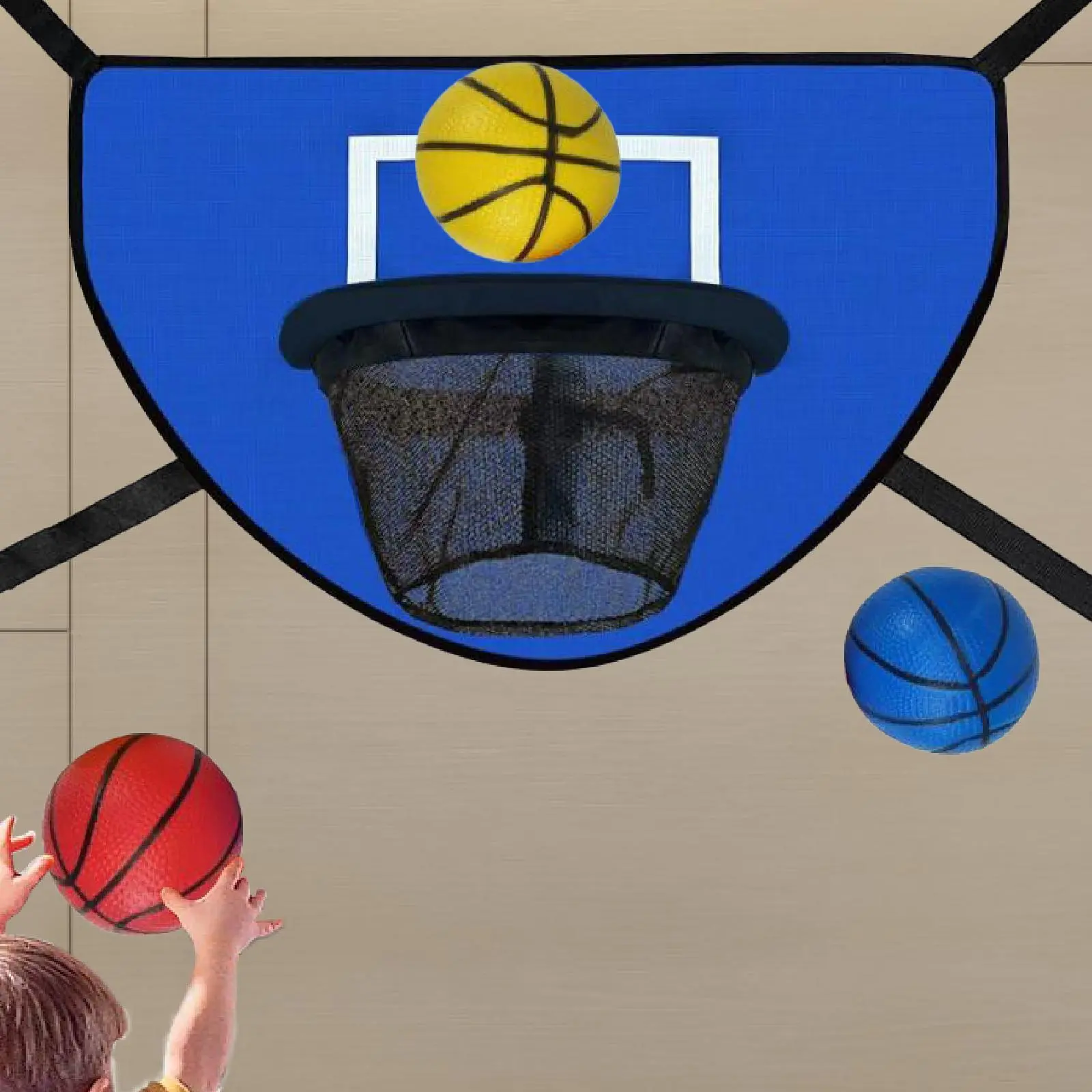 Trampoline Basketball Stand Kit for Children and Adults Indoor Trampoline Basketball Stand with Air Pump and Mini Ball ﻿