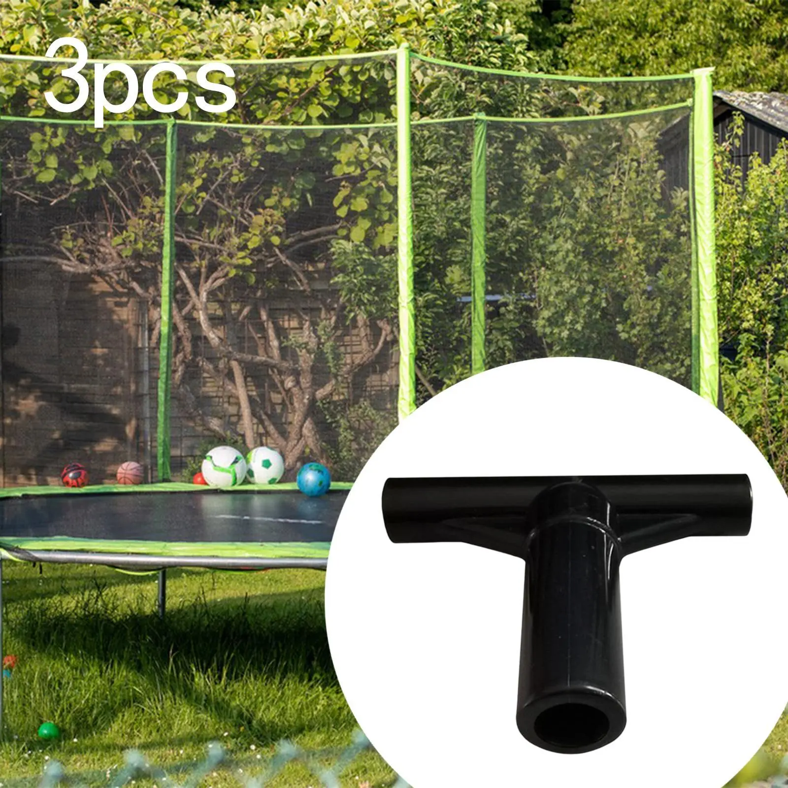 3 Pieces Trampoline Enclosure Pole End Caps Accessories Jumping Bed Pole