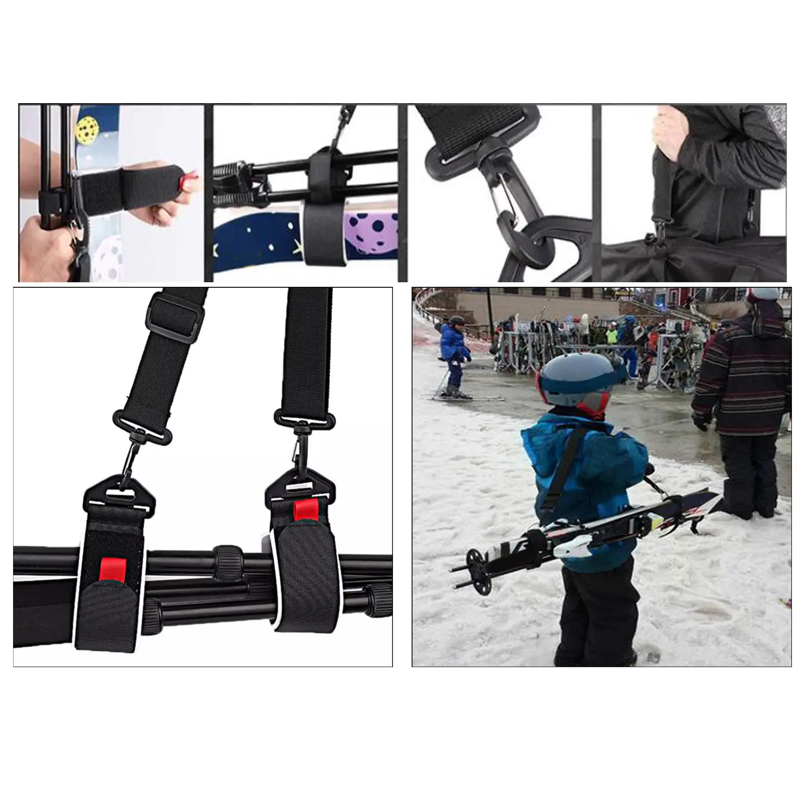  Ski Carrier Strap Fixed Strap Men Women Nylon Ski Shoulder Carrier Lash for Outdoor Sports Ski Board Ski Snowboard Accessories 
