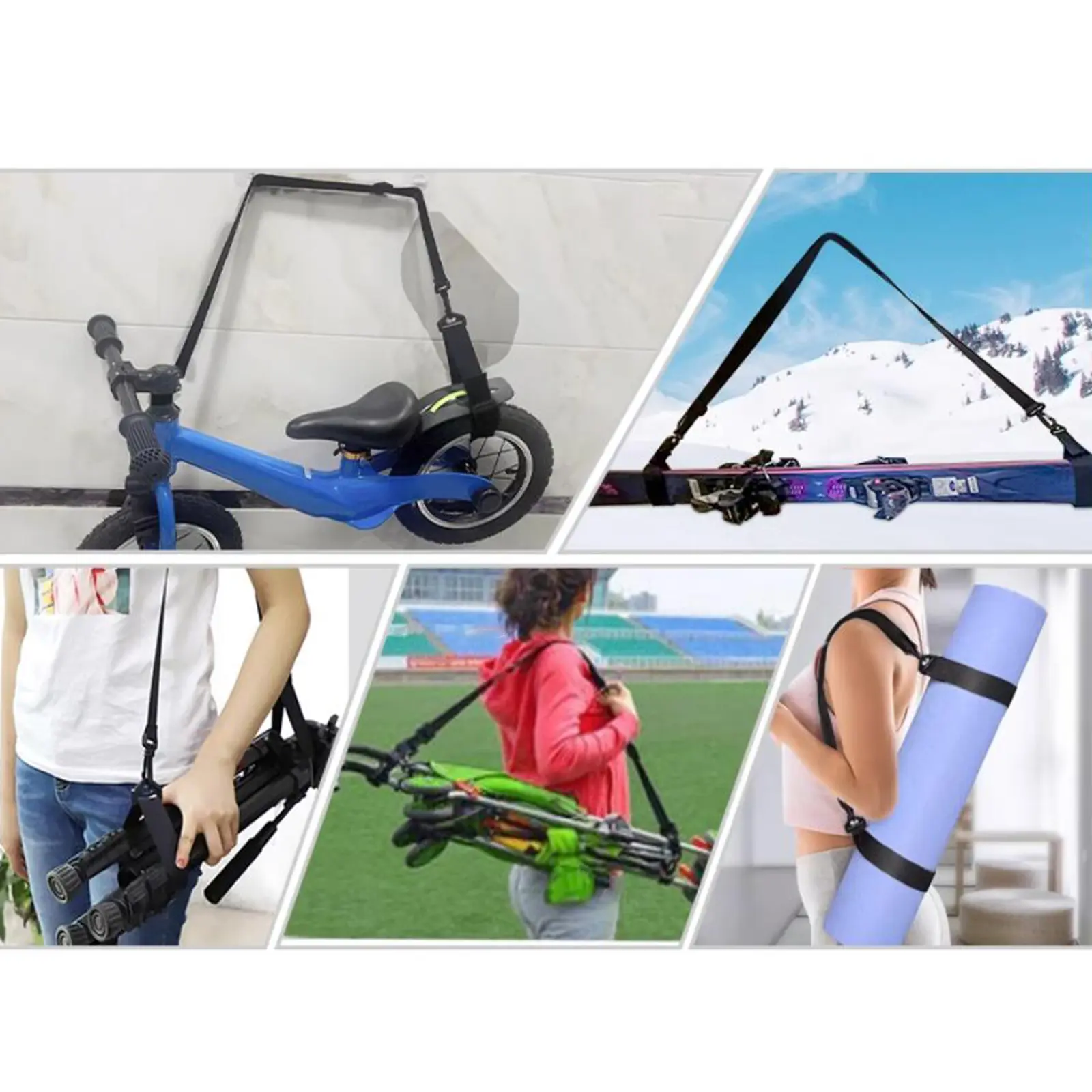  Ski Carrier Strap Fixed Strap Men Women Nylon Ski Shoulder Carrier Lash for Outdoor Sports Ski Board Ski Snowboard Accessories 