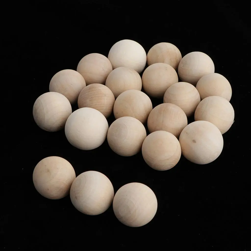 10pcs Natural Hardwood Balls 3cm Dia.- Unfinished Natural Wooden Balls for Crafts, Architectural , DIY Projects, Toys Making