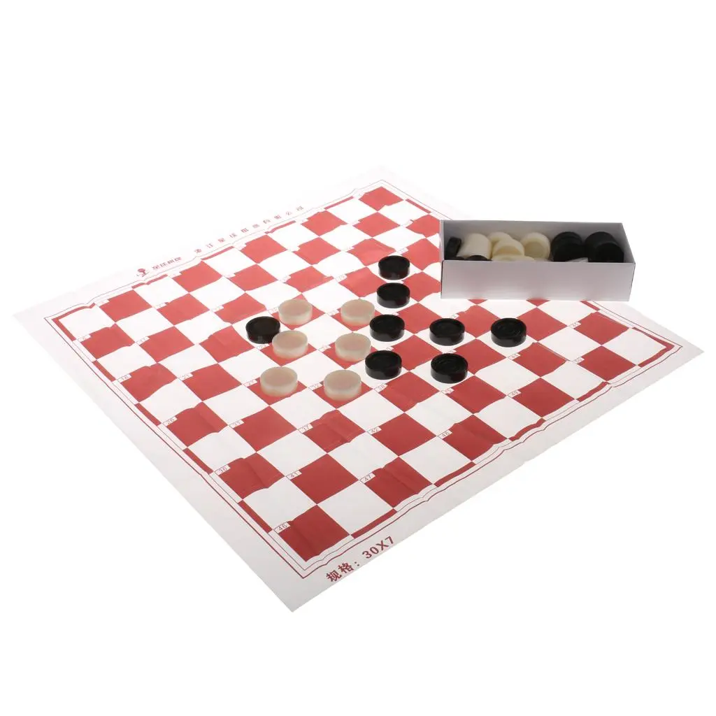 MagiDeal 1Set Portable 10x10 Squares Checkerboard International Draughts Game 40 Checkers for Travel Party Children Adult Toy