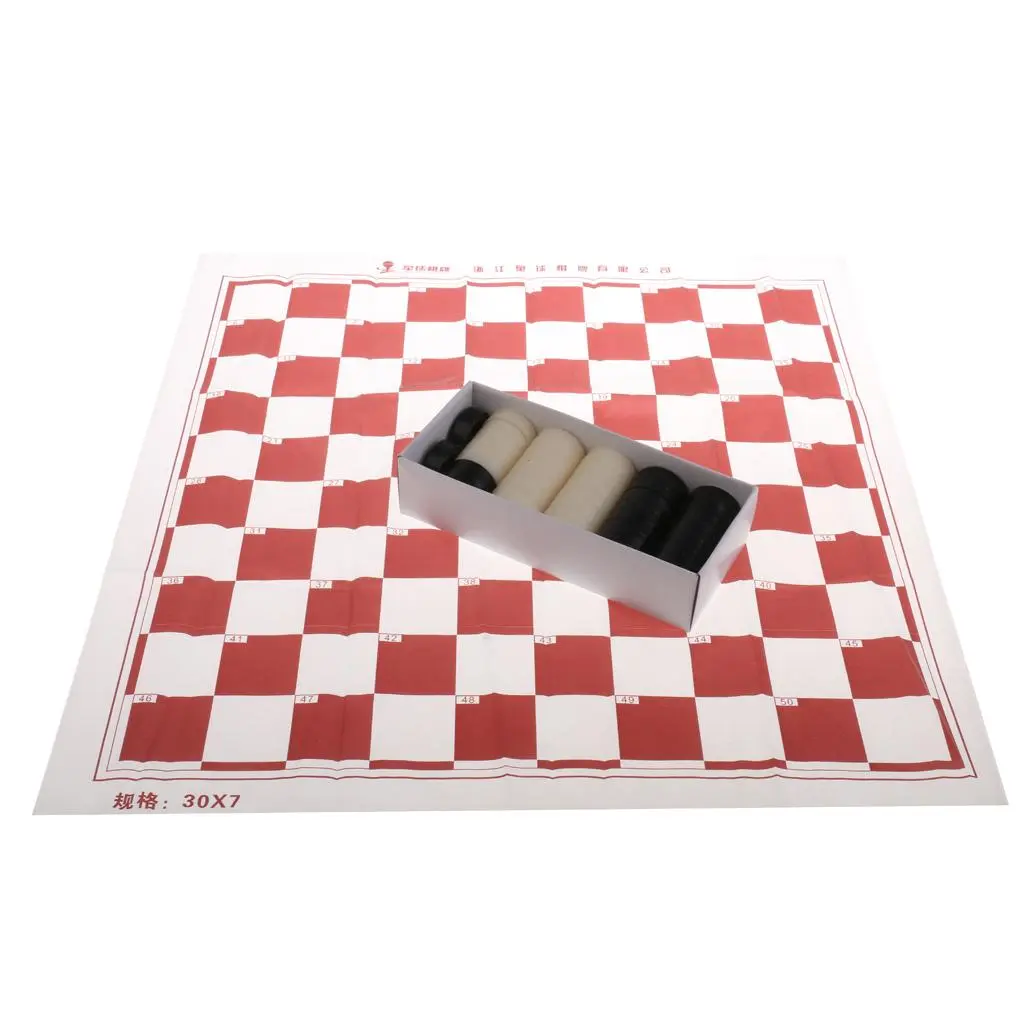 MagiDeal 1Set Portable 10x10 Squares Checkerboard International Draughts Game 40 Checkers for Travel Party Children Adult Toy