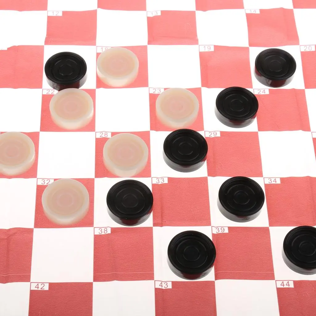 MagiDeal 1Set Portable 10x10 Squares Checkerboard International Draughts Game 40 Checkers for Travel Party Children Adult Toy