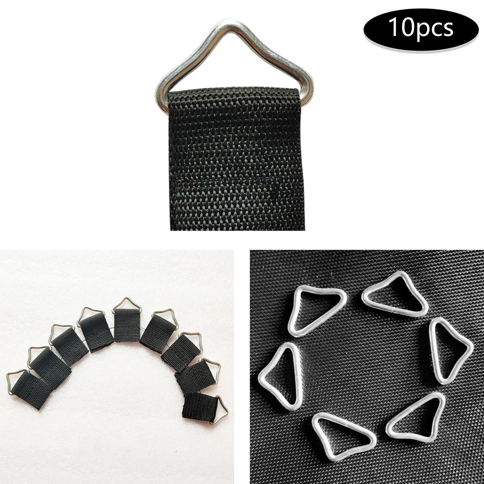 10Pcs Triangle Buckle Accessories Spring Buckles Repair Kit with Strap Triangle
