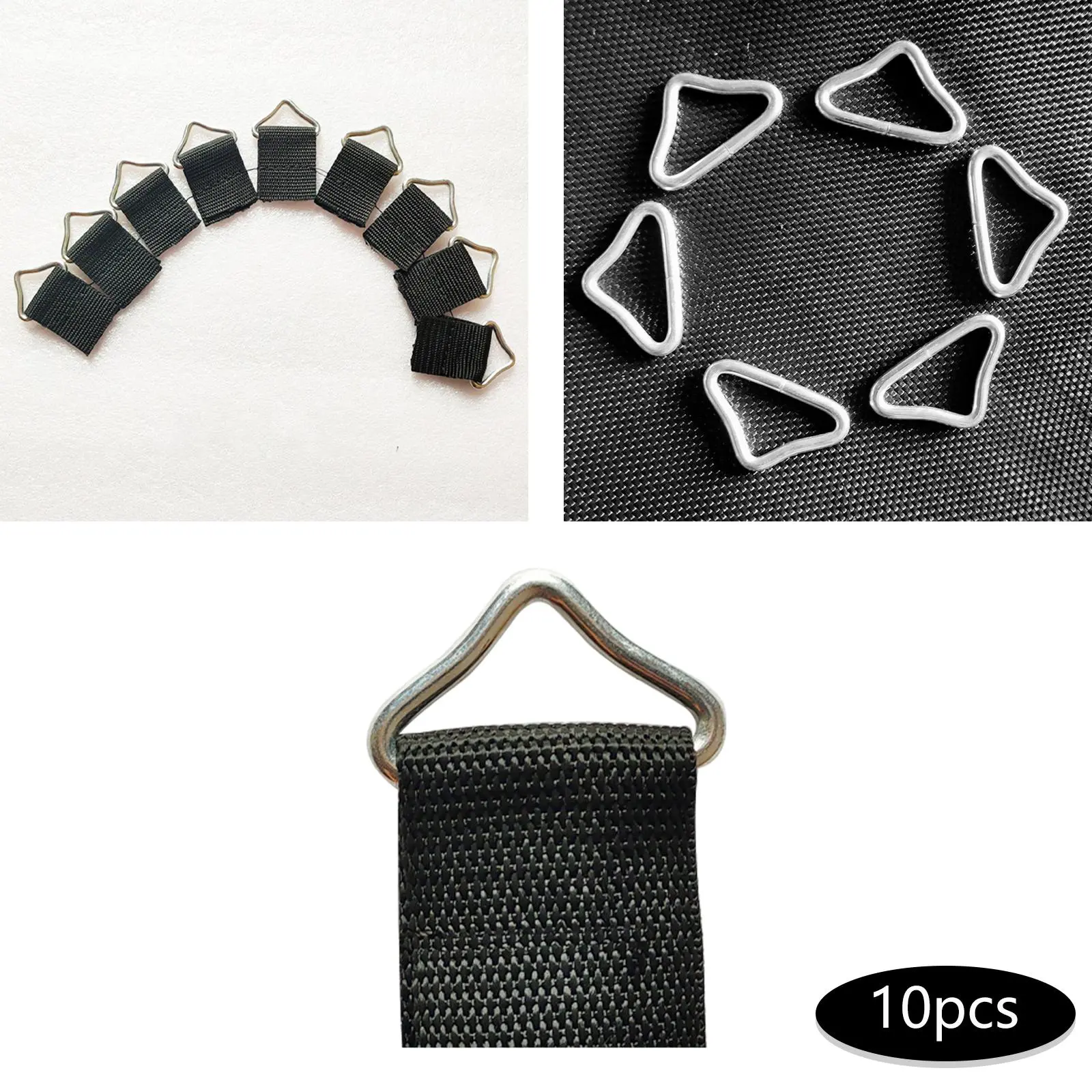 10Pcs Triangle Buckle Accessories Spring Buckles Repair Kit with Strap Triangle