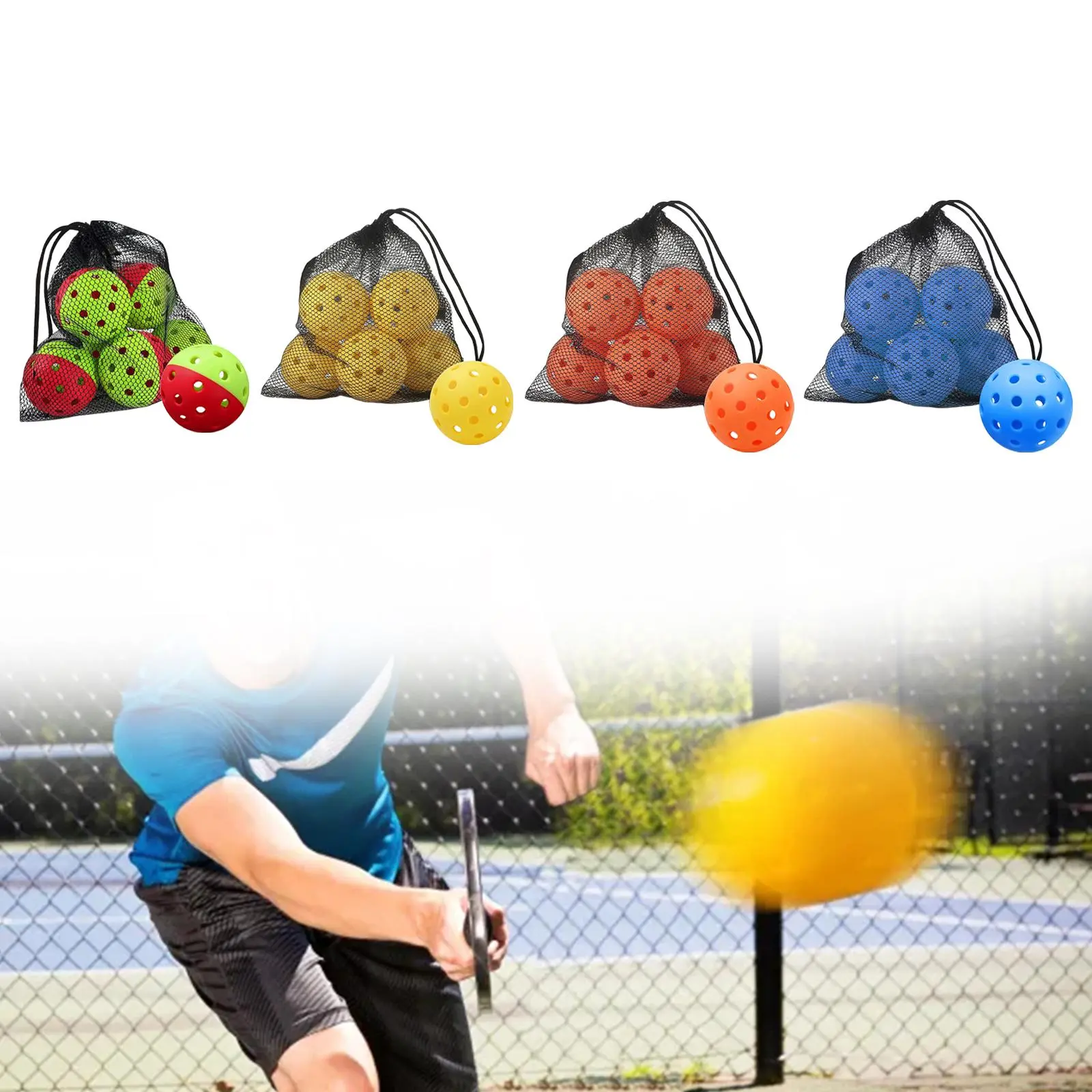 6Pcs Pickleball Balls 74mm Sports Pickle Balls 40 Holes for Tournament Play Indoor and Outdoor Tennis/Wood/concrete Courts