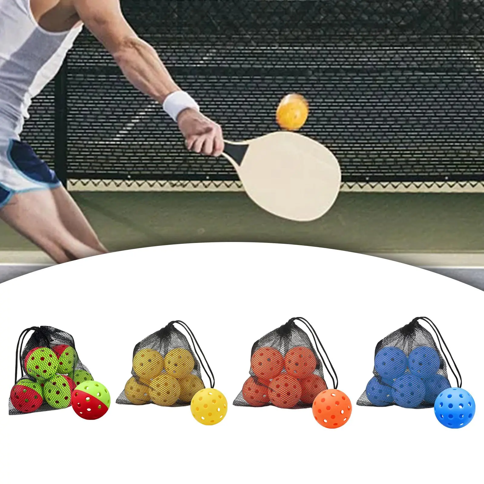 6Pcs Pickleball Balls 74mm Sports Pickle Balls 40 Holes for Tournament Play Indoor and Outdoor Tennis/Wood/concrete Courts