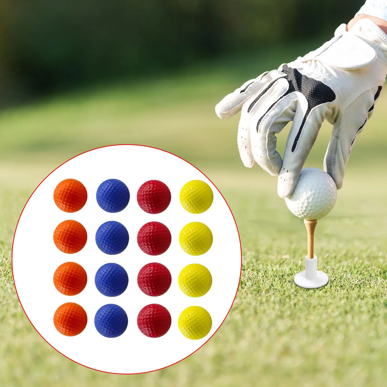 16Pcs Multi Colors PU Foam Golf Training Balls with Limited Flight Accessories Lightweight 42mm Soft