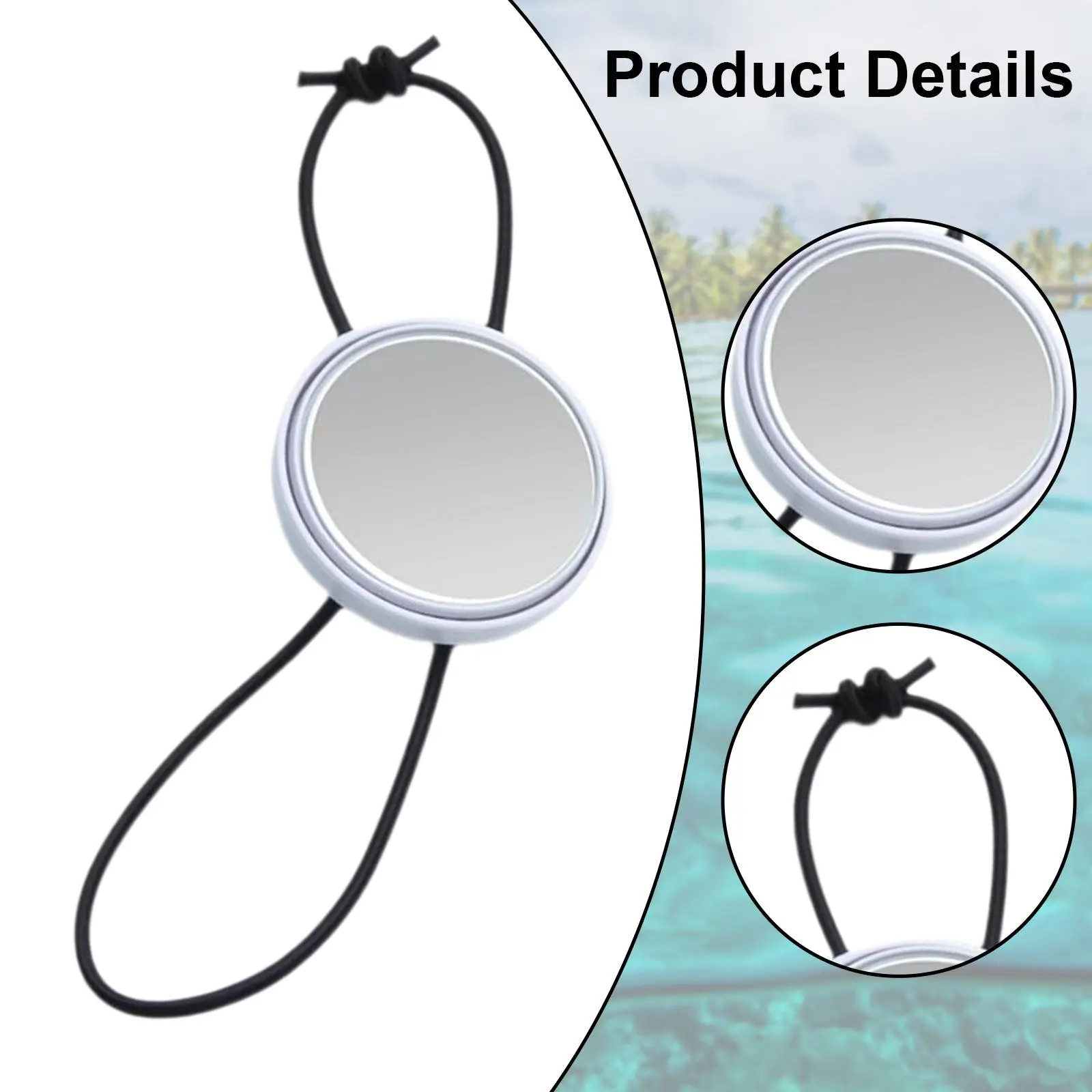 Diving Hand Mirror Convex Glass Adjustable Underwater Equipment for Drifting Black