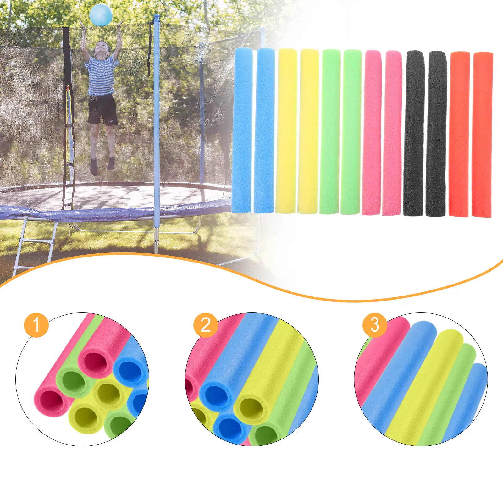 Trampoline Pole Foam Sleeves Soft Protective Covers for Pipe Tubing, Kids Trampoline Accessories Safety Padding for Spring Poles