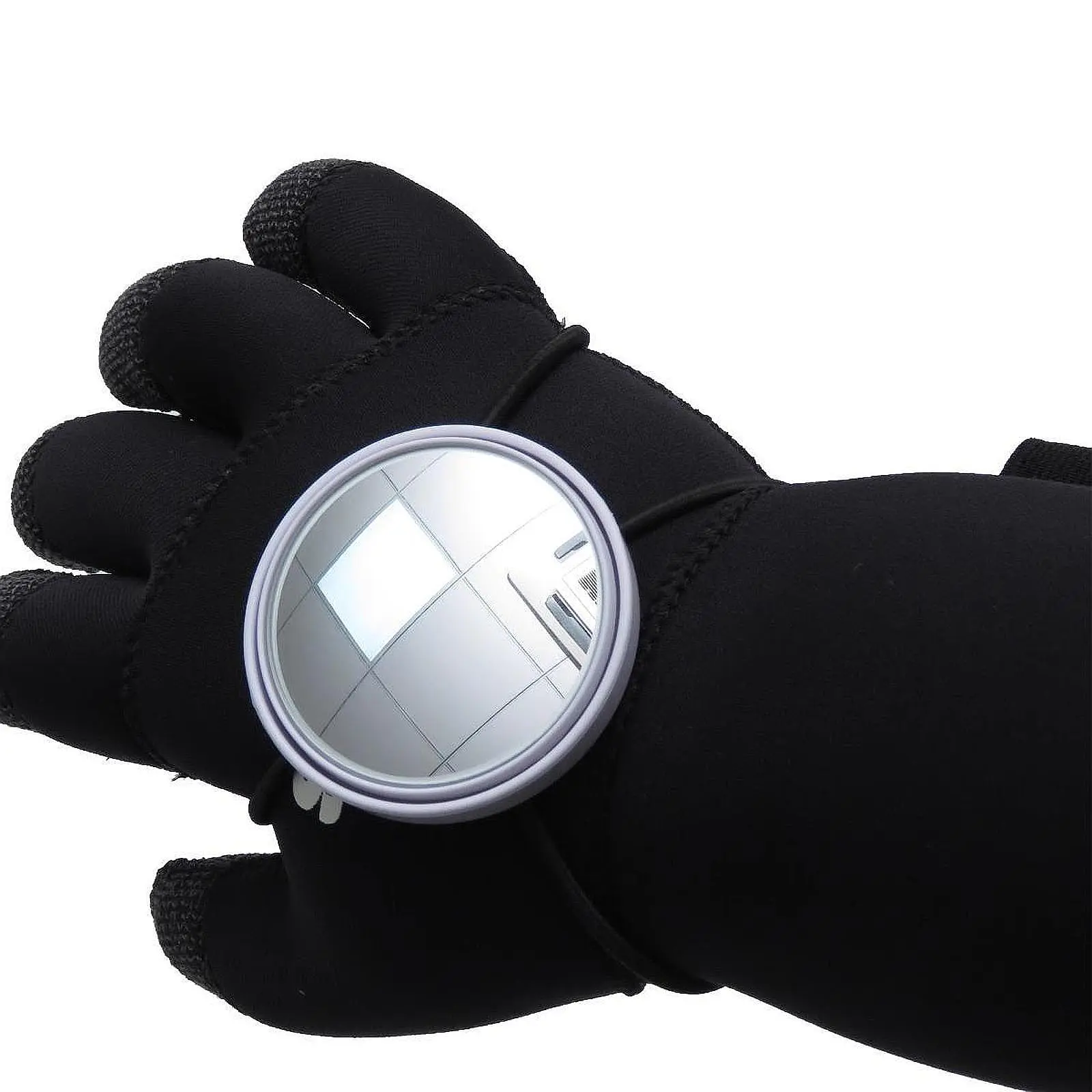 Diving Hand Mirror Convex Glass Adjustable Underwater Equipment for Drifting Black