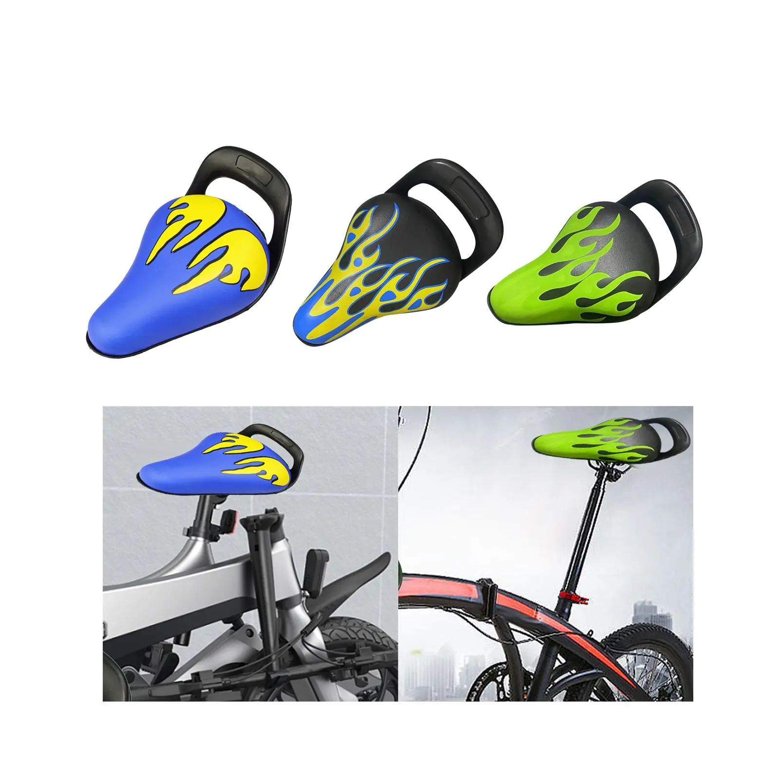 Kids Bike Saddle Comfortable with Handle PU Leather Bike Replacement Saddle Bike