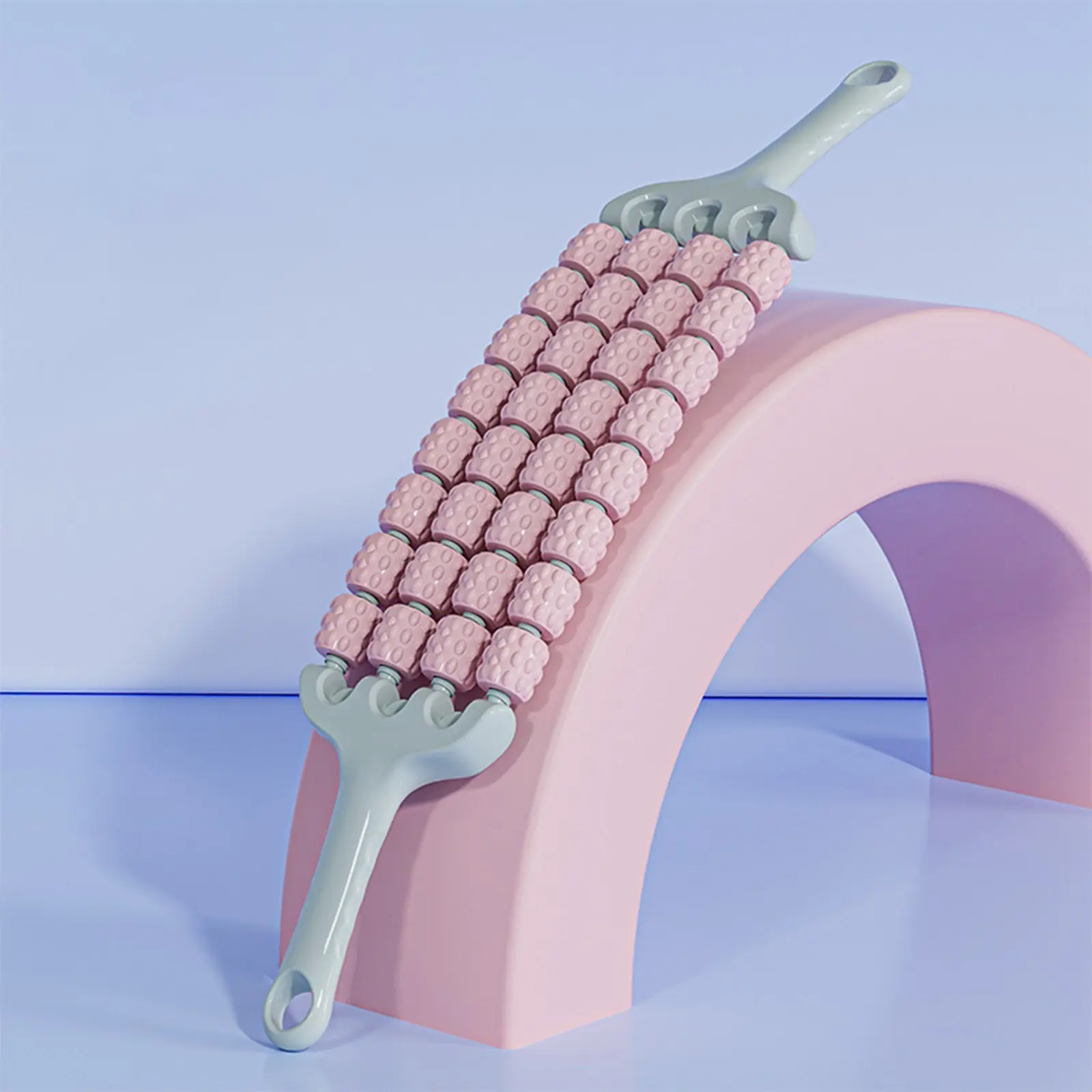 Wolf Teeth Massage Roller Stick Anti Slip Handle Yoga Soothing Muscle Relaxation Roller Fully Flexible Back Manual Massage Stick