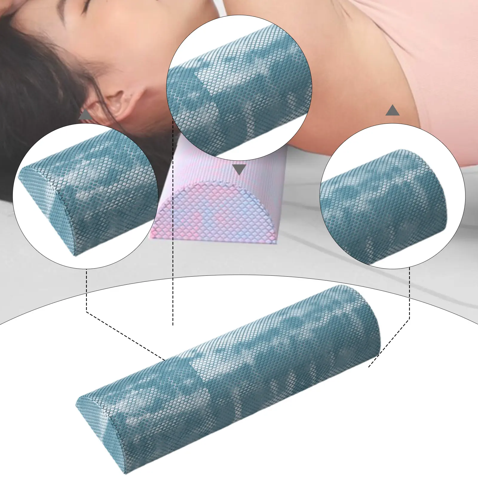 EVA Half Round Foam Roller AntiSlip Balance Training Fitness Pilates Axis Lumbar Spine Reliever Rehabilitation Spine Orthotics