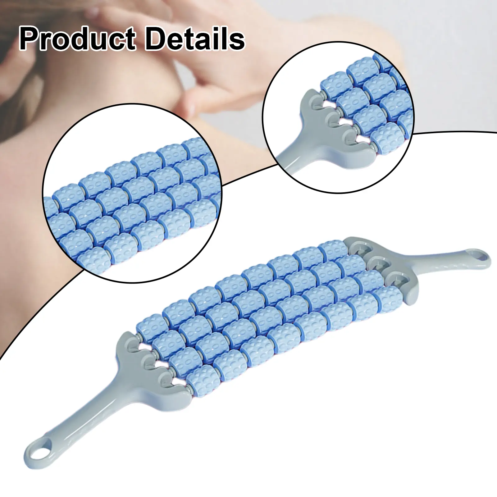 Wolf Teeth Massage Roller Stick Anti Slip Handle Yoga Soothing Muscle Relaxation Roller Fully Flexible Back Manual Massage Stick