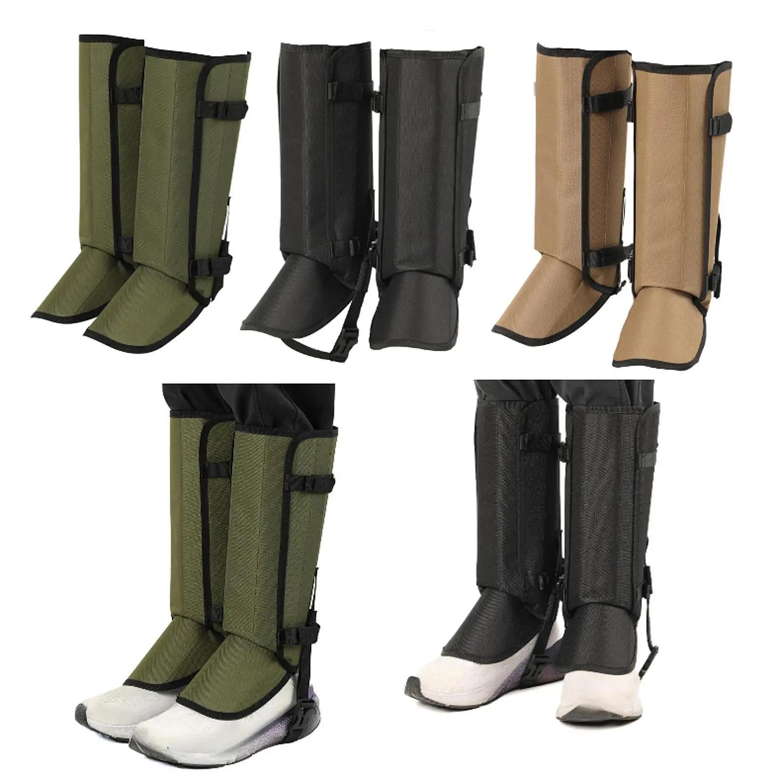 2x Leg Gaiters Tear Resistant Adjustable Drawstring Portable Waterproof Boot Gaiters for Climbing Skiing Camping Outdoor Travel