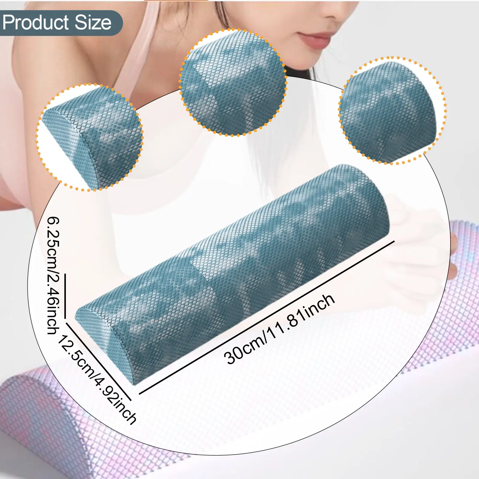 EVA Half Round Foam Roller AntiSlip Balance Training Fitness Pilates Axis Lumbar Spine Reliever Rehabilitation Spine Orthotics
