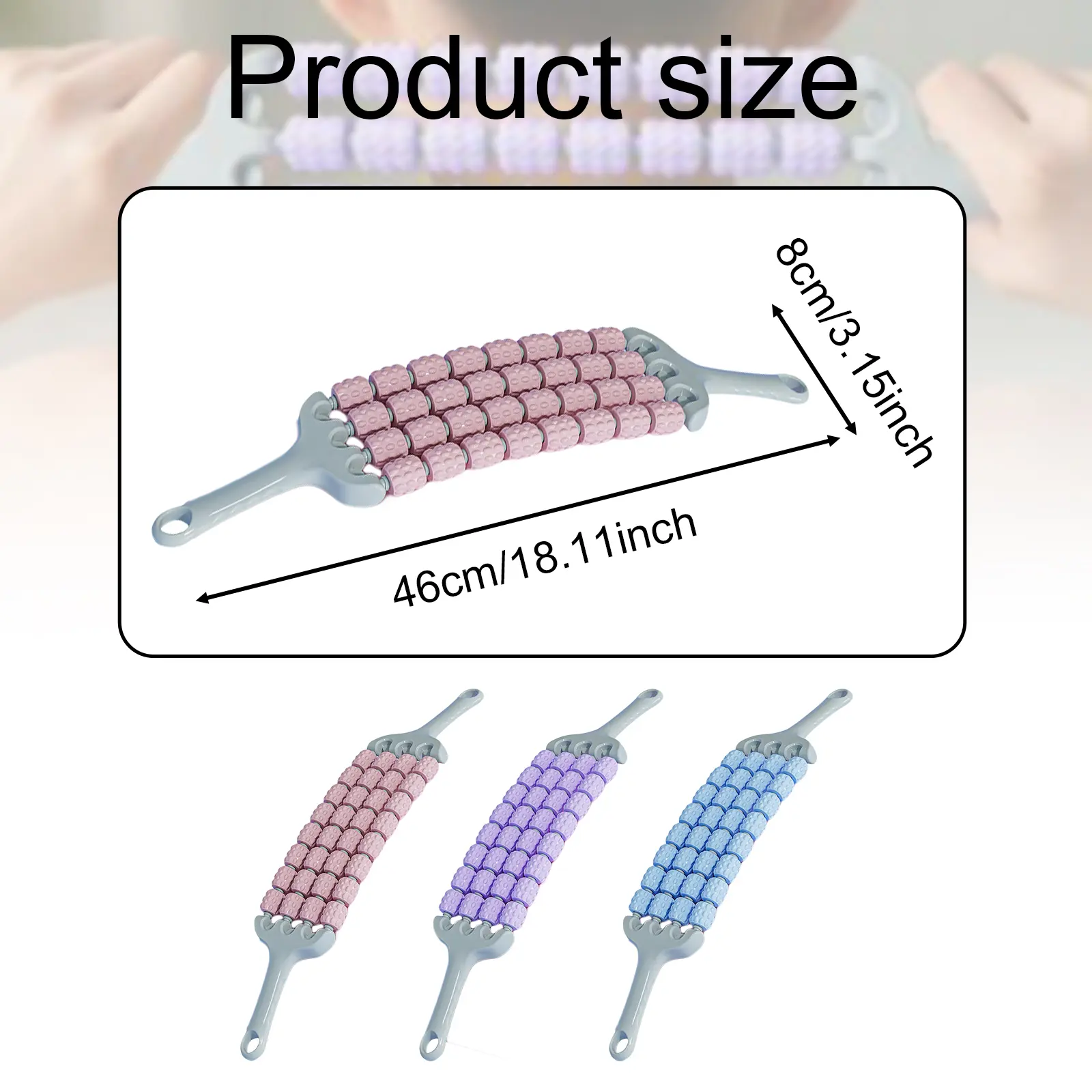 Wolf Teeth Massage Roller Stick Anti Slip Handle Yoga Soothing Muscle Relaxation Roller Fully Flexible Back Manual Massage Stick