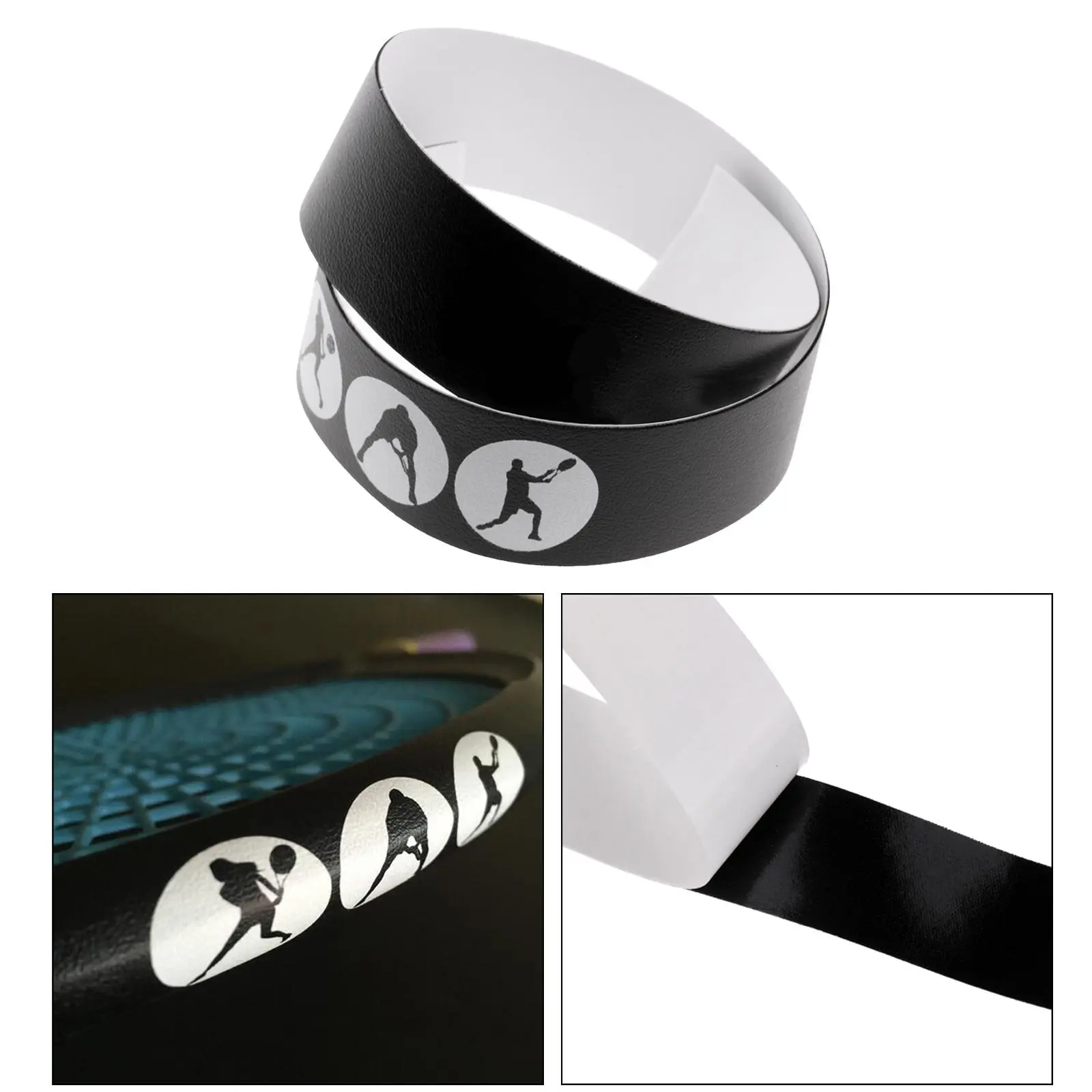 Soft Flexible Tennis Racket Protective Sticker Racquet Protection Tape Tennis Accessories Black 100% Polyester