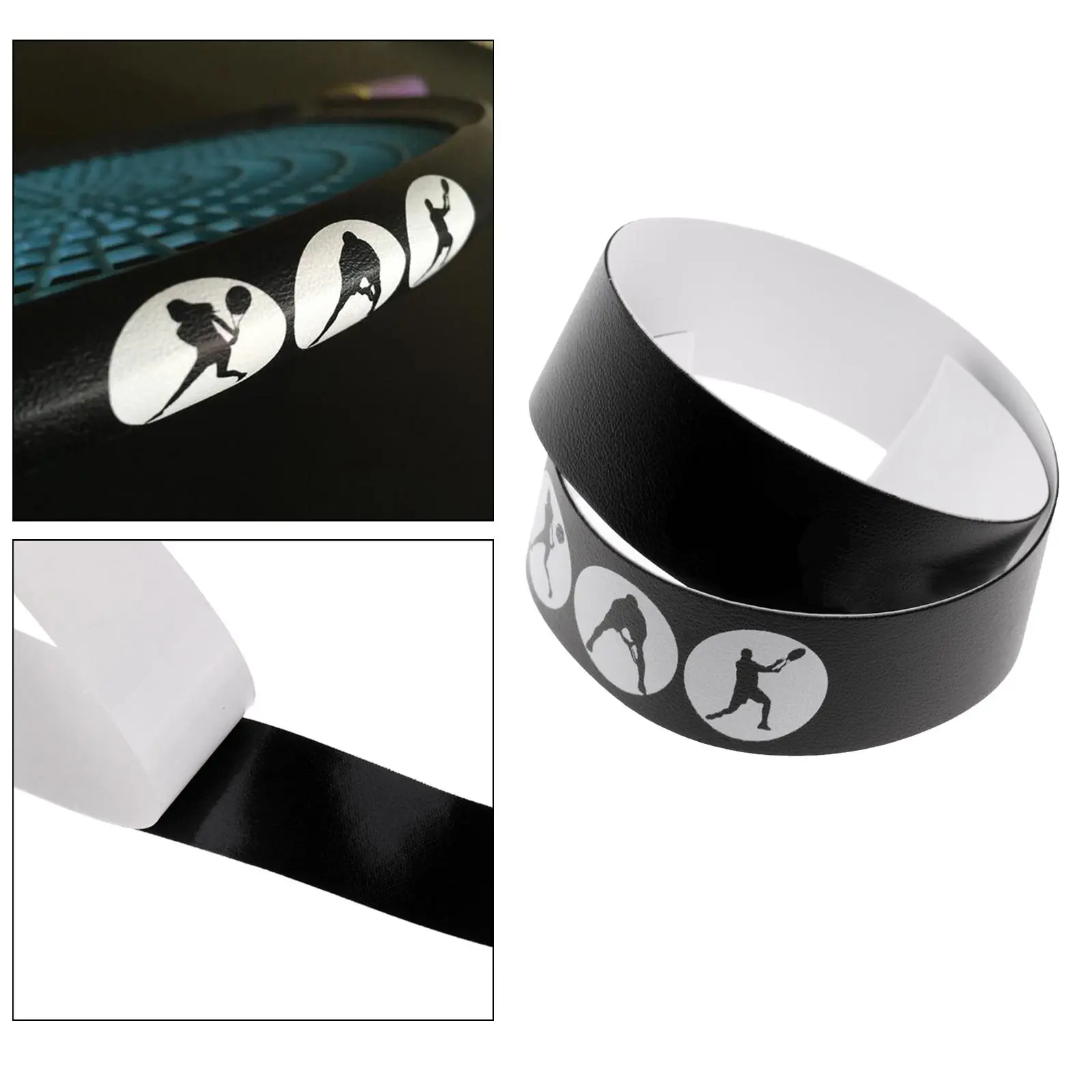 Soft Flexible Tennis Racket Protective Sticker Racquet Protection Tape Tennis Accessories Black 100% Polyester