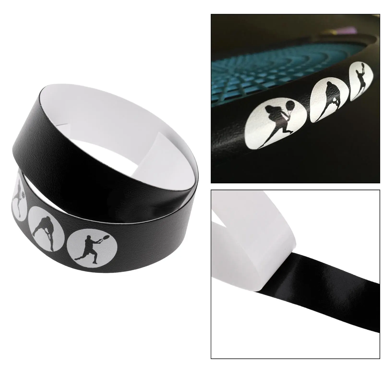 Soft Flexible Tennis Racket Protective Sticker Racquet Protection Tape Tennis Accessories Black 100% Polyester