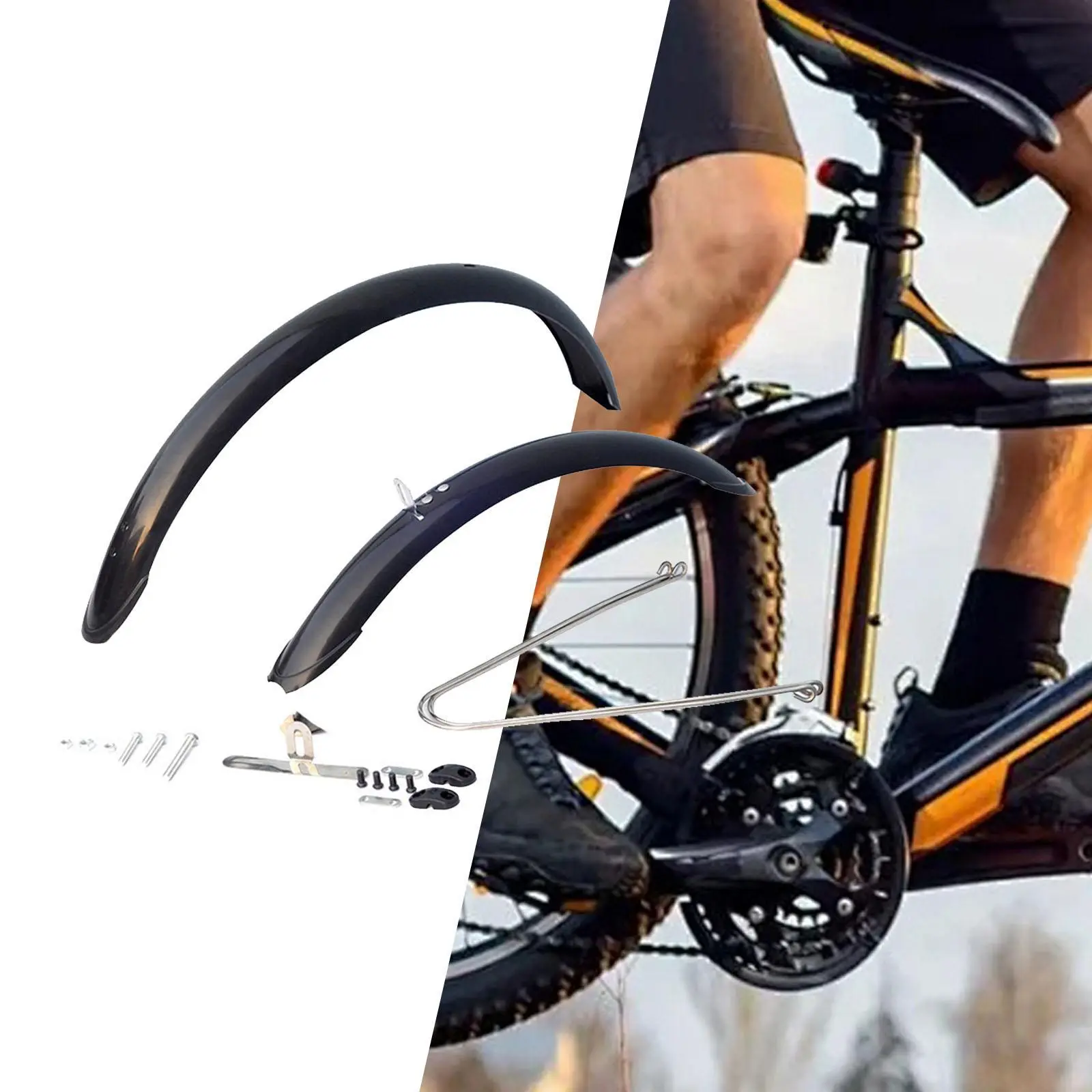 Mountain Bike Mudguards Fenders for 20 inch Tires, Front Rear Mudguard with Mount Hardware, Bicycle Mud Guard, Black