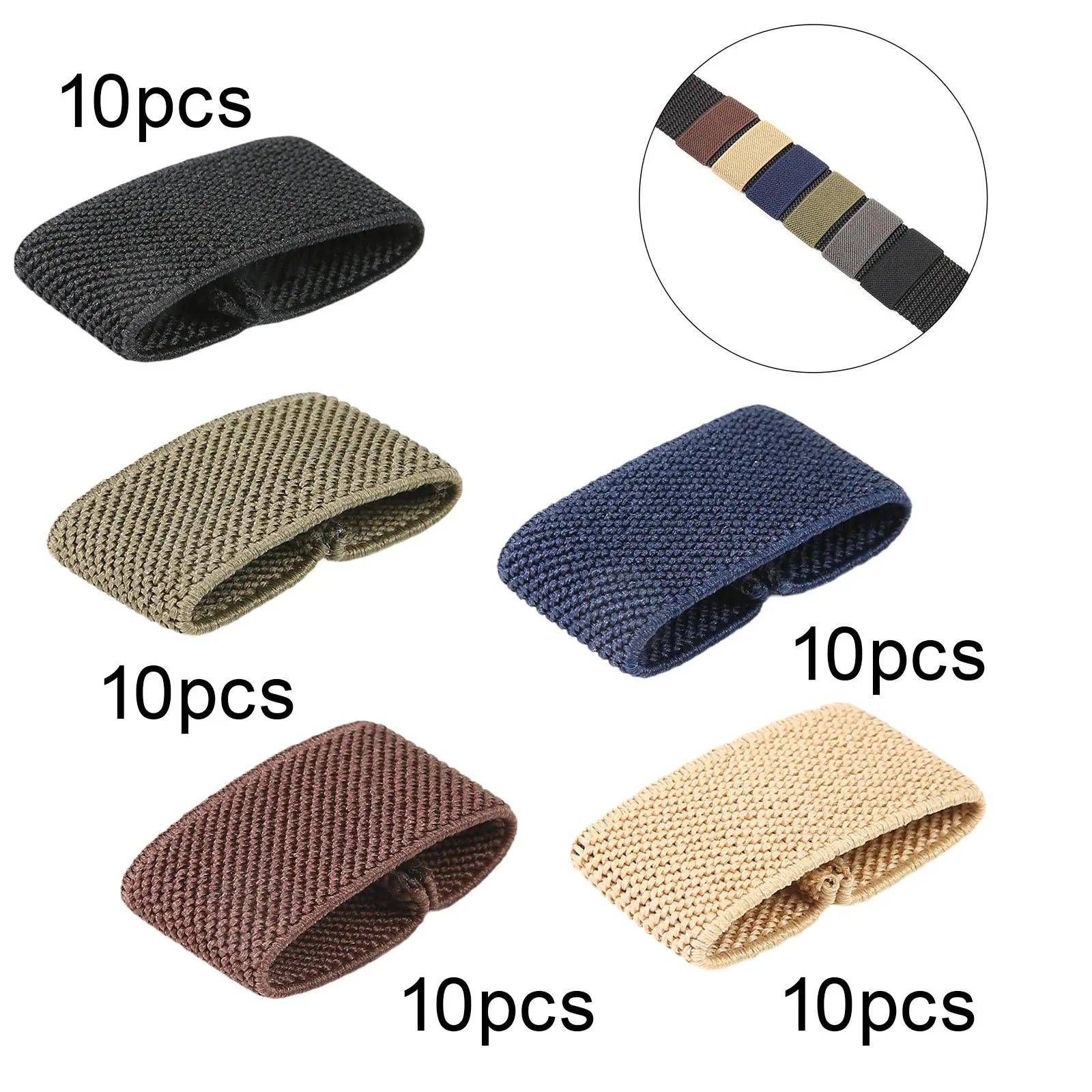 10Pcs Elastic Belt Keepers Accessories for 1.5" Wide Belts/Straps Strap Retainer Band Webbing Loop Backpacking Strap Keepers