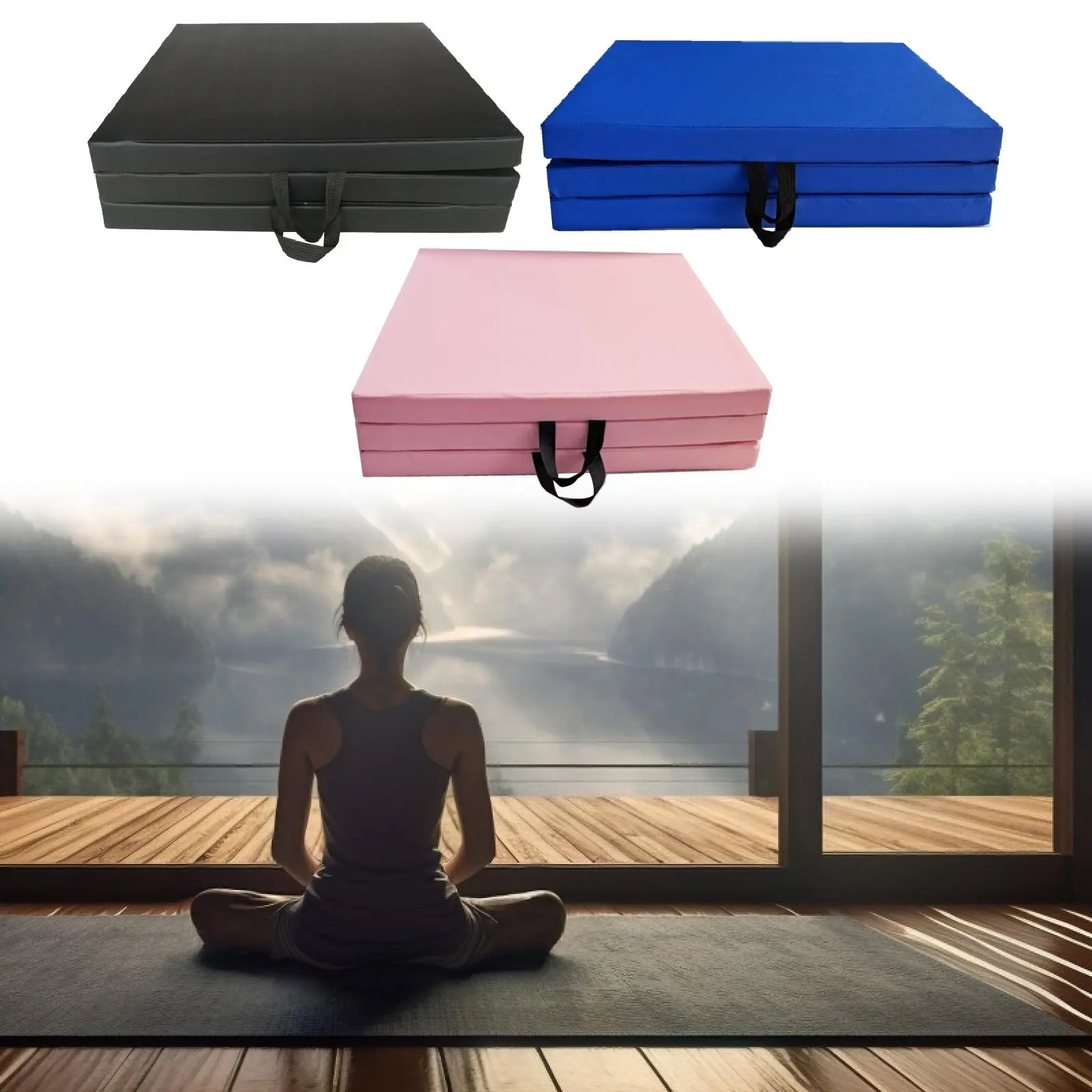 Three Fold Gymnastics Mat for Home Use with Carrying Handles Waterproof