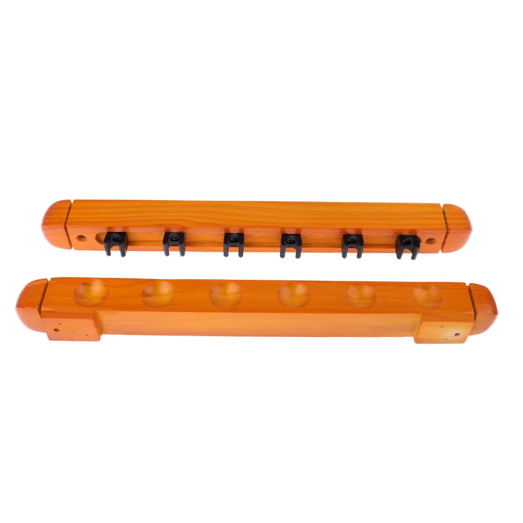 Cue Rack Only, 6 Holds Solid Wood Billiard Stick Pool Cue Rack Wall Mount with Screws Billiard Cue Racks Easy to Assemble