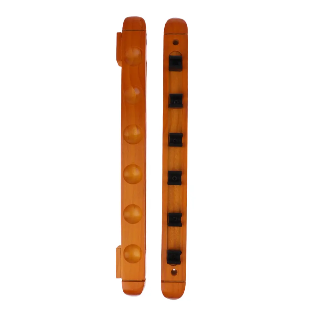 Cue Rack Only, 6 Holds Solid Wood Billiard Stick Pool Cue Rack Wall Mount with Screws Billiard Cue Racks Easy to Assemble