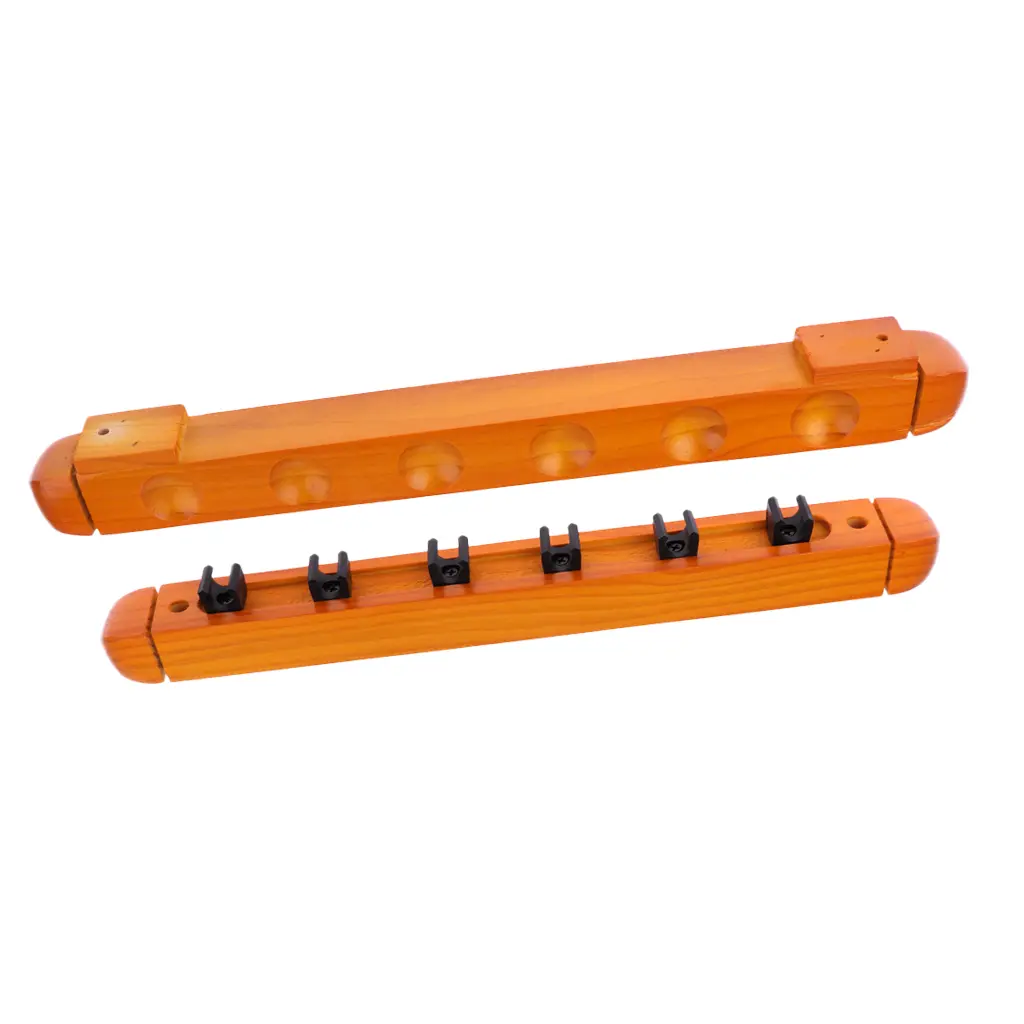 Cue Rack Only, 6 Holds Solid Wood Billiard Stick Pool Cue Rack Wall Mount with Screws Billiard Cue Racks Easy to Assemble