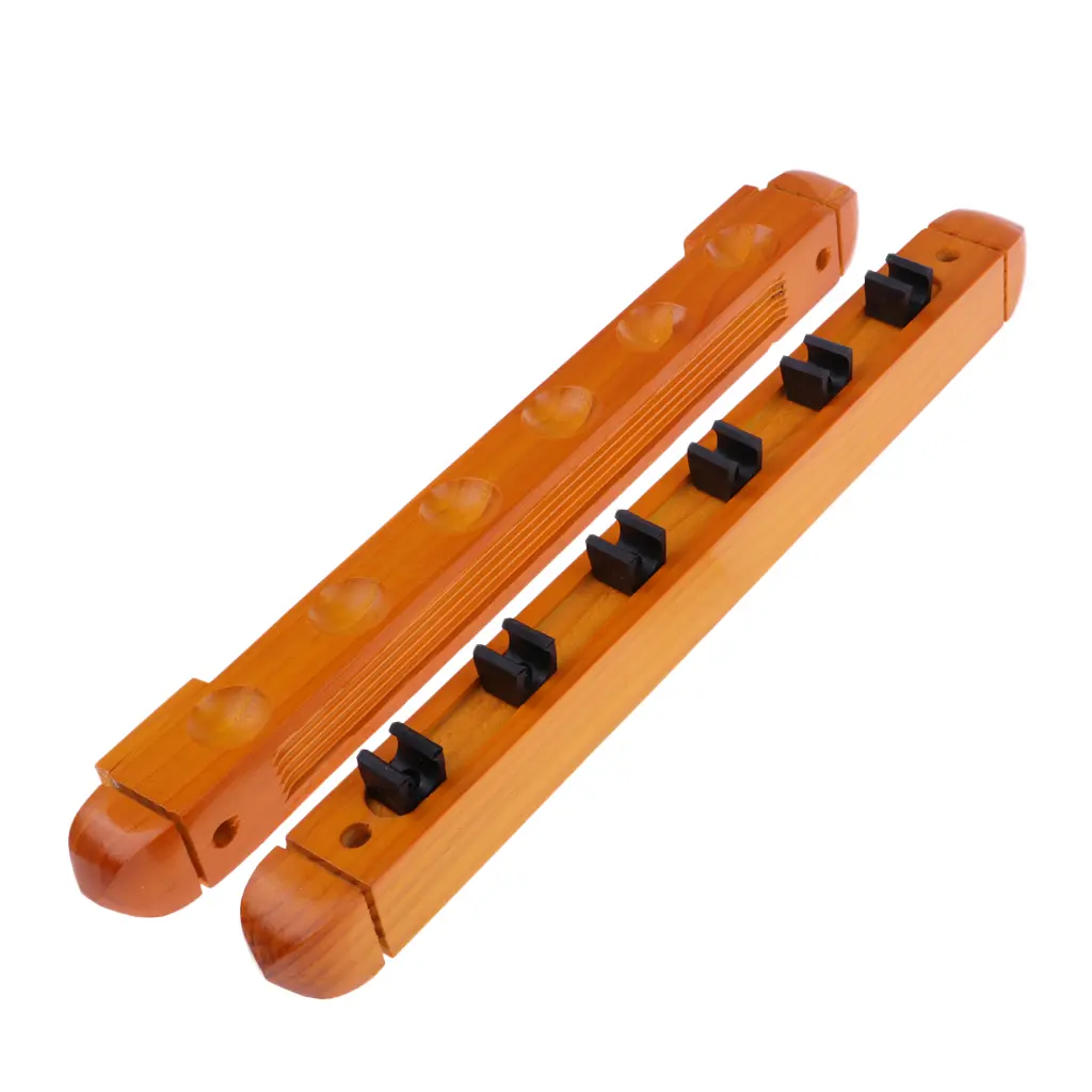Cue Rack Only, 6 Holds Solid Wood Billiard Stick Pool Cue Rack Wall Mount with Screws Billiard Cue Racks Easy to Assemble