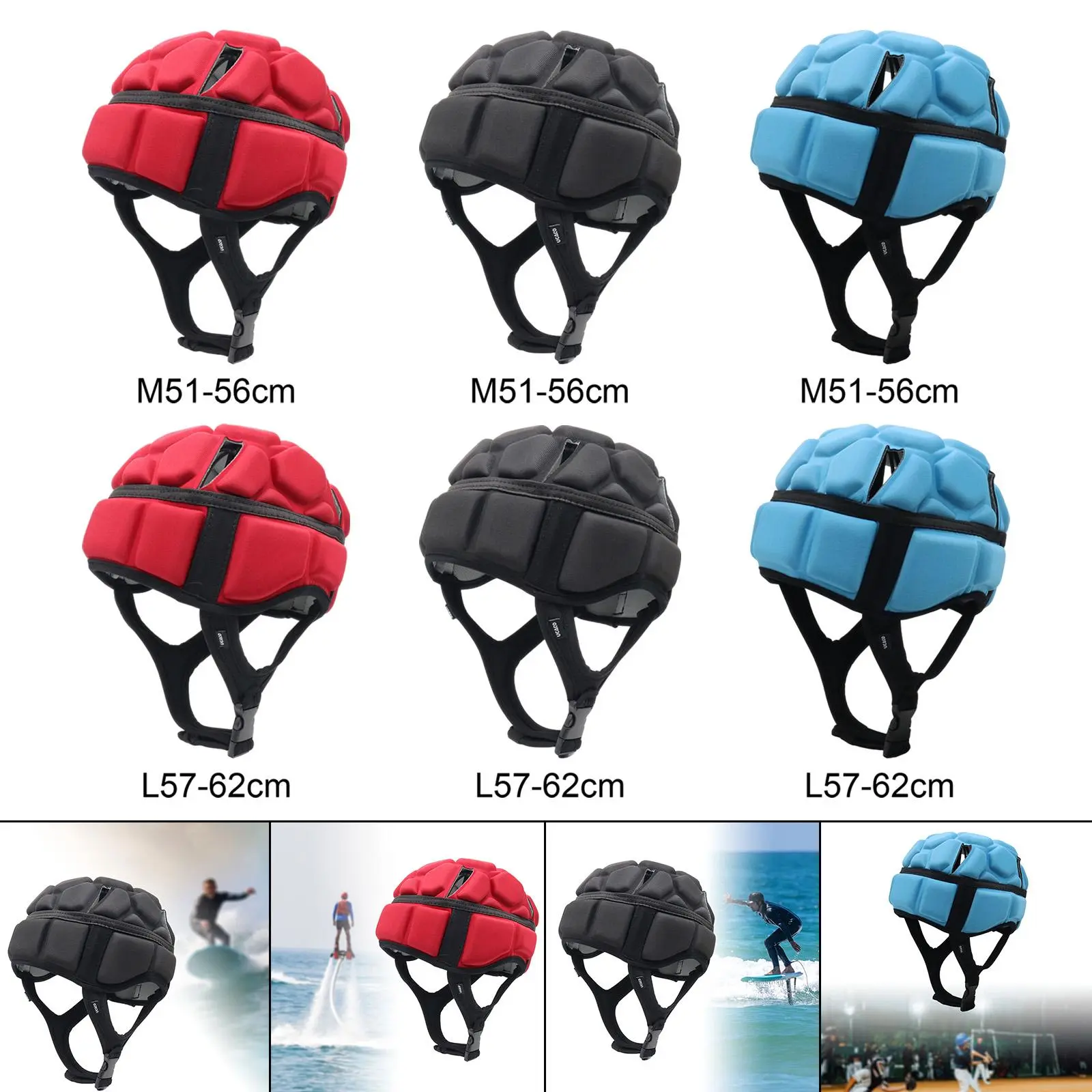 Adjustable Rugby Helmet Football EVA Padded Soft Headguard Head Protector