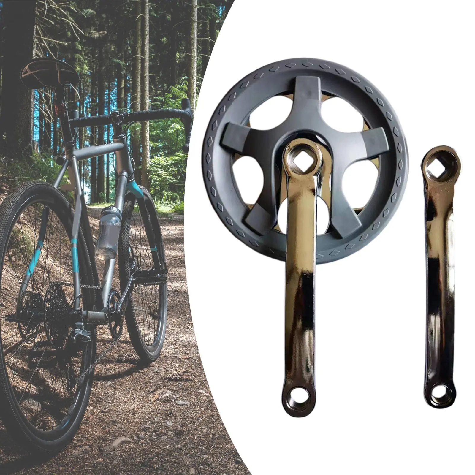 Bike Crankset 36T Easy Installation 165mm Crank Set Sturdy for Folding Bicycle Riding Single Speed City Folding Bicycle Crankset