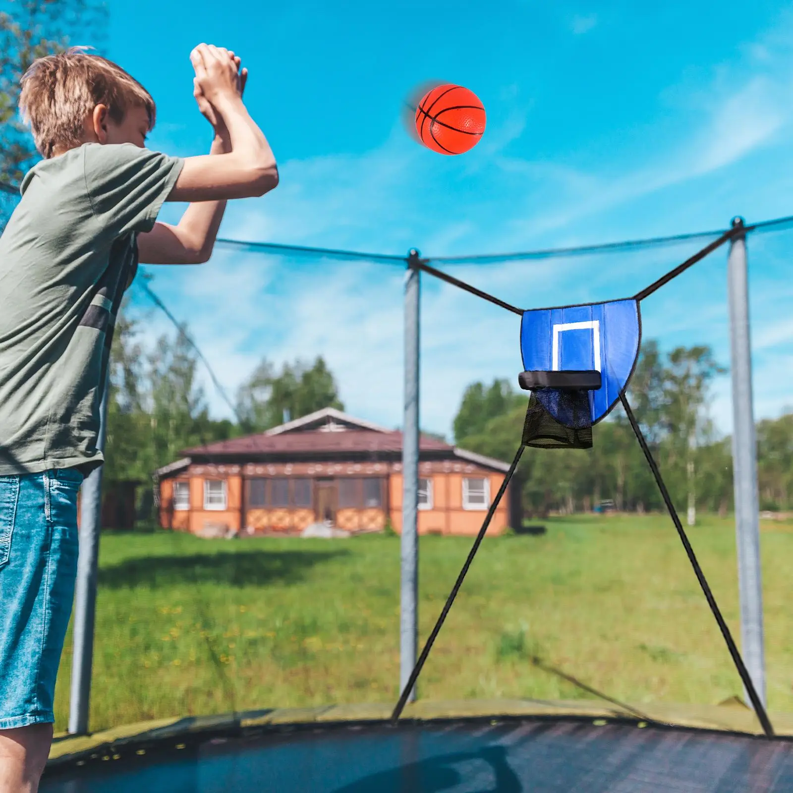 Mini Basketball Hoop for Trampoline with Enclosure Universal Basketball Rack