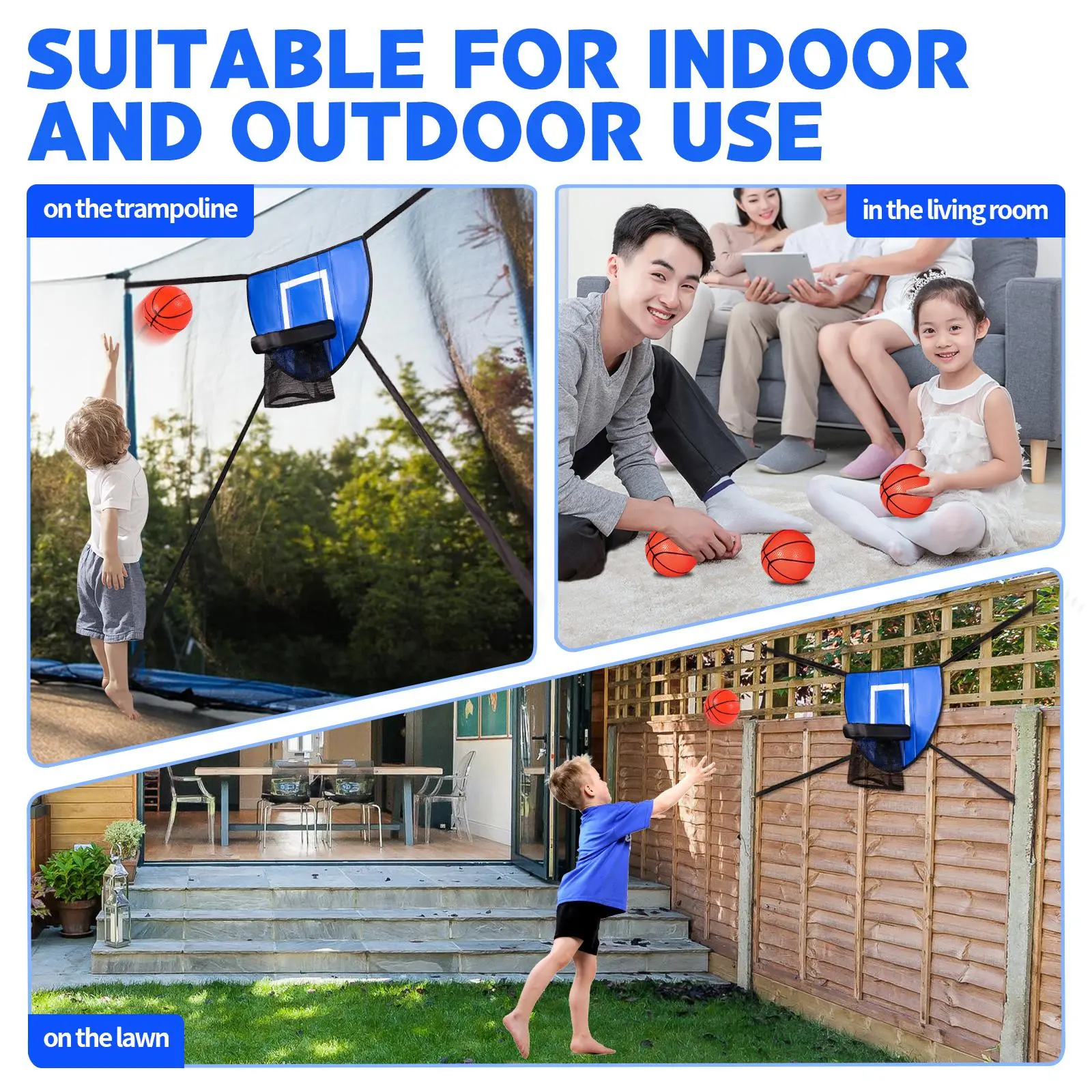 Mini Basketball Hoop for Trampoline with Enclosure Universal Basketball Rack