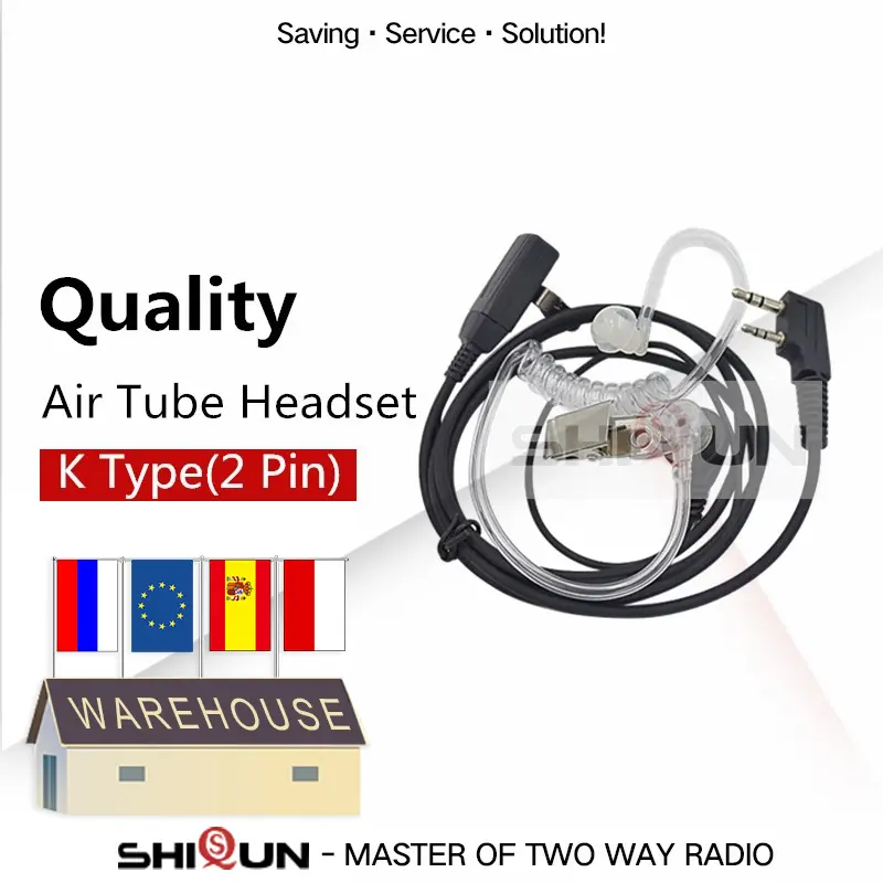 Quansheng UV-K5 Walkie Talkie Headset with Mic 2 Pin Acoustic Air Tube Earpiece UV-5R Kenwood Baofeng UV-5R UV-17 Radio UV-13Pro