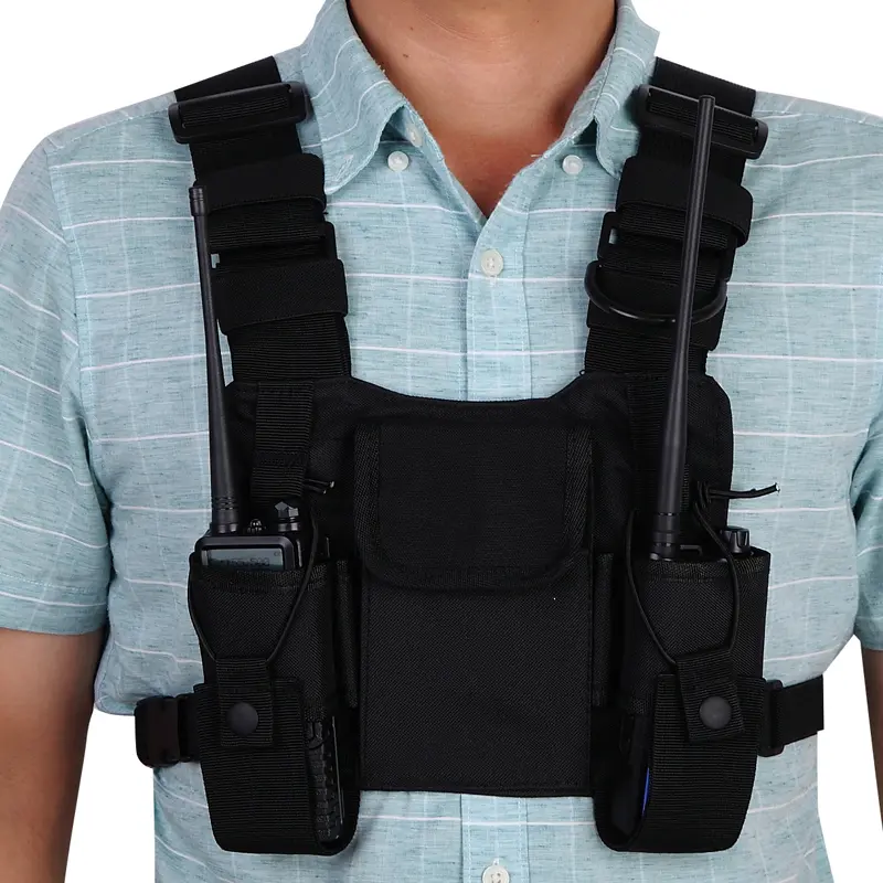 Nylon Two Way Radio Pouch Chest Front Pack Pocket Walkie Talkie Harness Vest Bag Holder Carry Case for Baofeng UV-5R UV-82 Radio