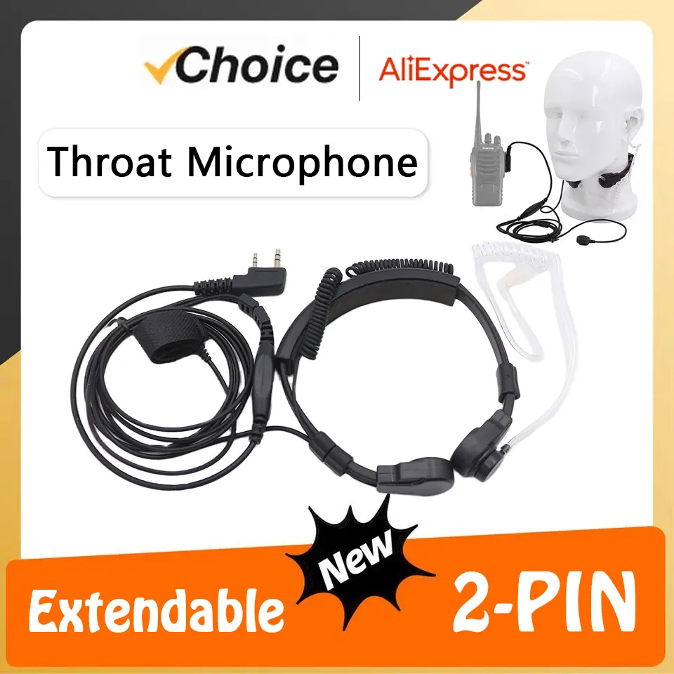 Throat Mic Earpiece UV-K5 Walkie Talkie Headset PTT Microphone For Kenwood Radios Baofeng DM-1701 UV-5R UV-13Pro Quansheng UV-K6