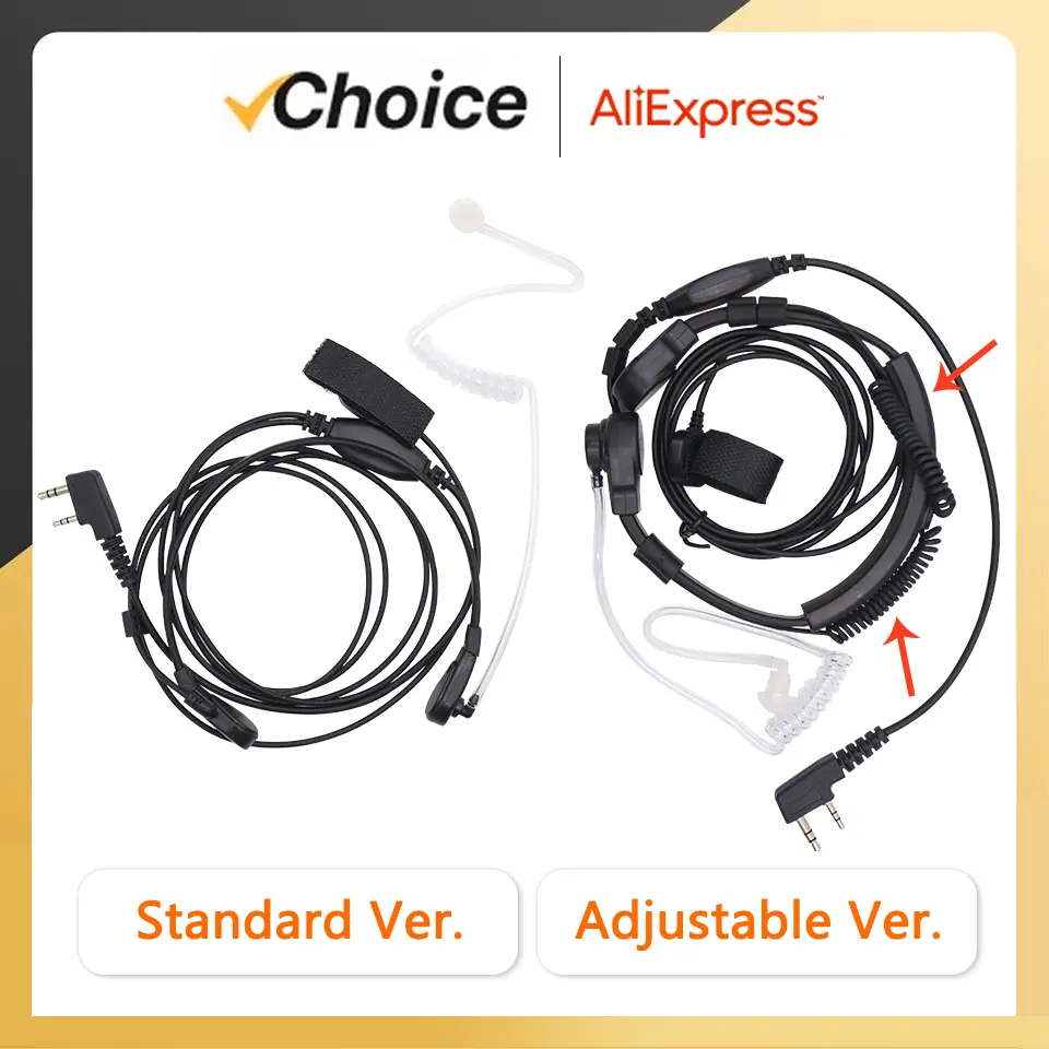 Throat Mic Earpiece UV-K5 Walkie Talkie Headset PTT Microphone For Kenwood Radios Baofeng DM-1701 UV-5R UV-13Pro Quansheng UV-K6